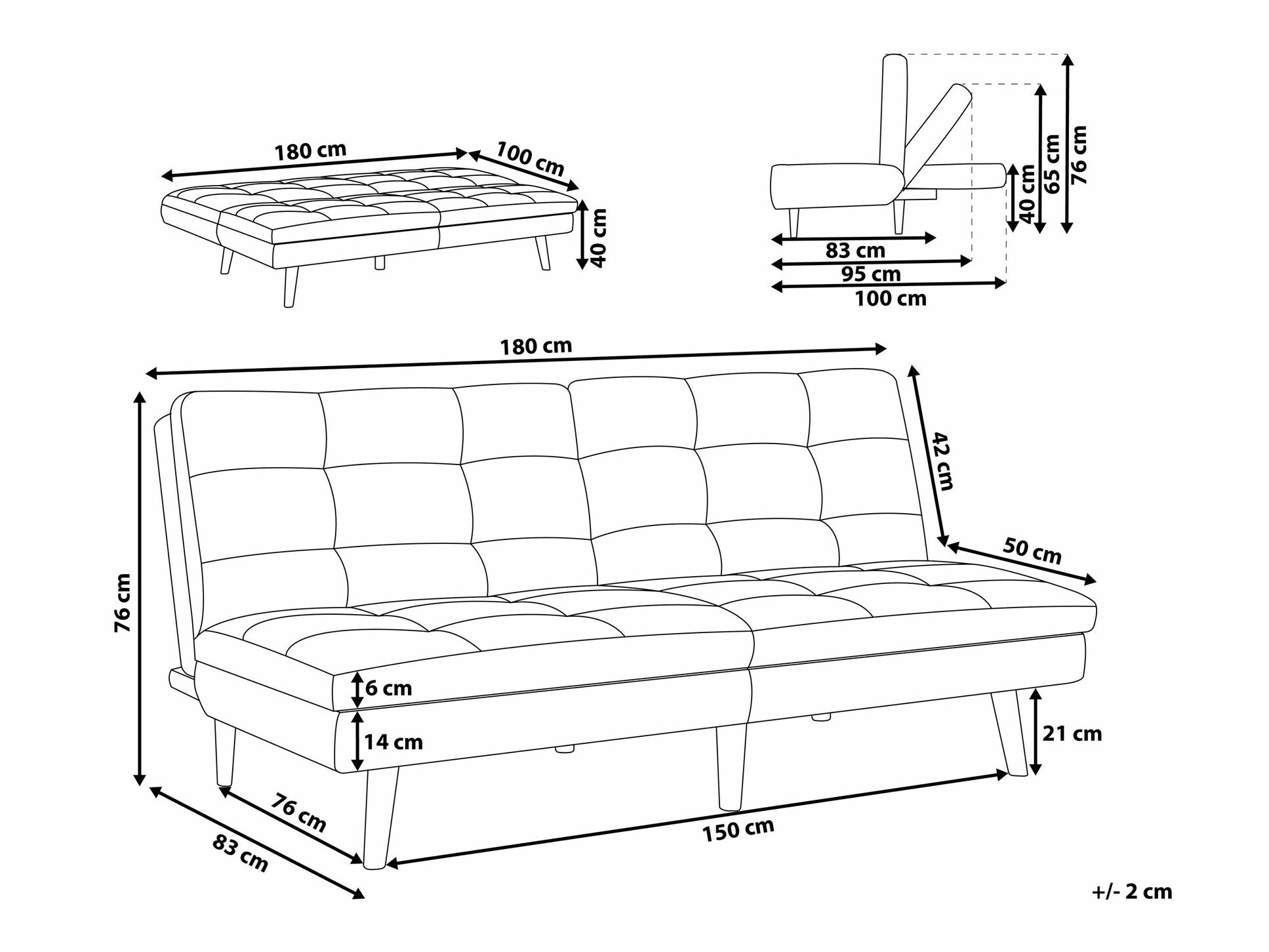 Dīvāns gulta Berwyn 654 (Zaļš)