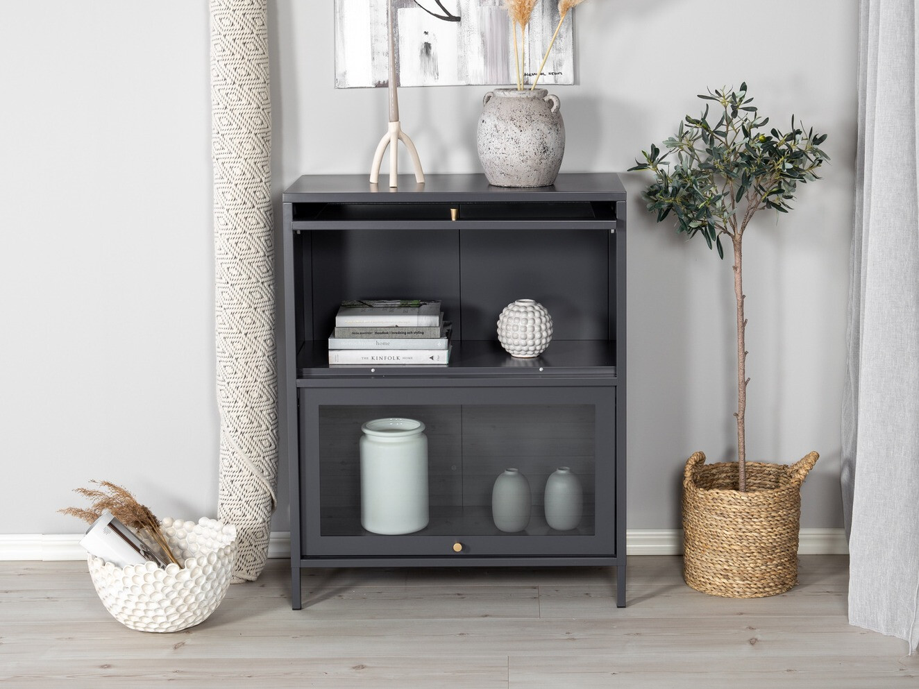 Skapis Evasevu 100 (Gaiši pelēks)