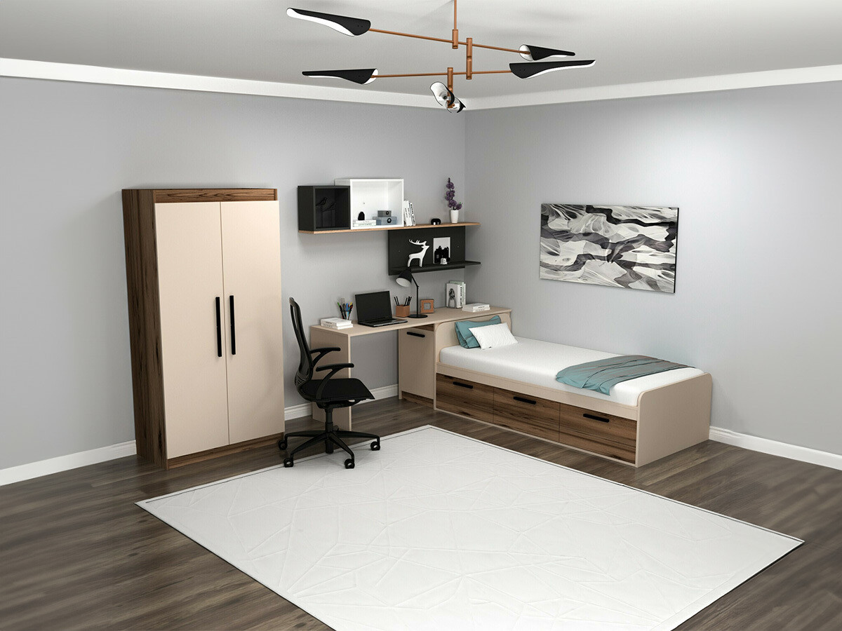 Настенная полка Kailua 2184 (Белый + Антрацит + Сосна)