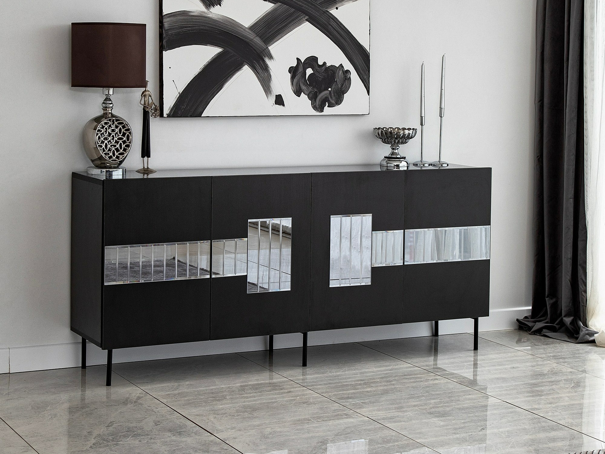 Skapis Kailua 2202 (Melns + sudraba)