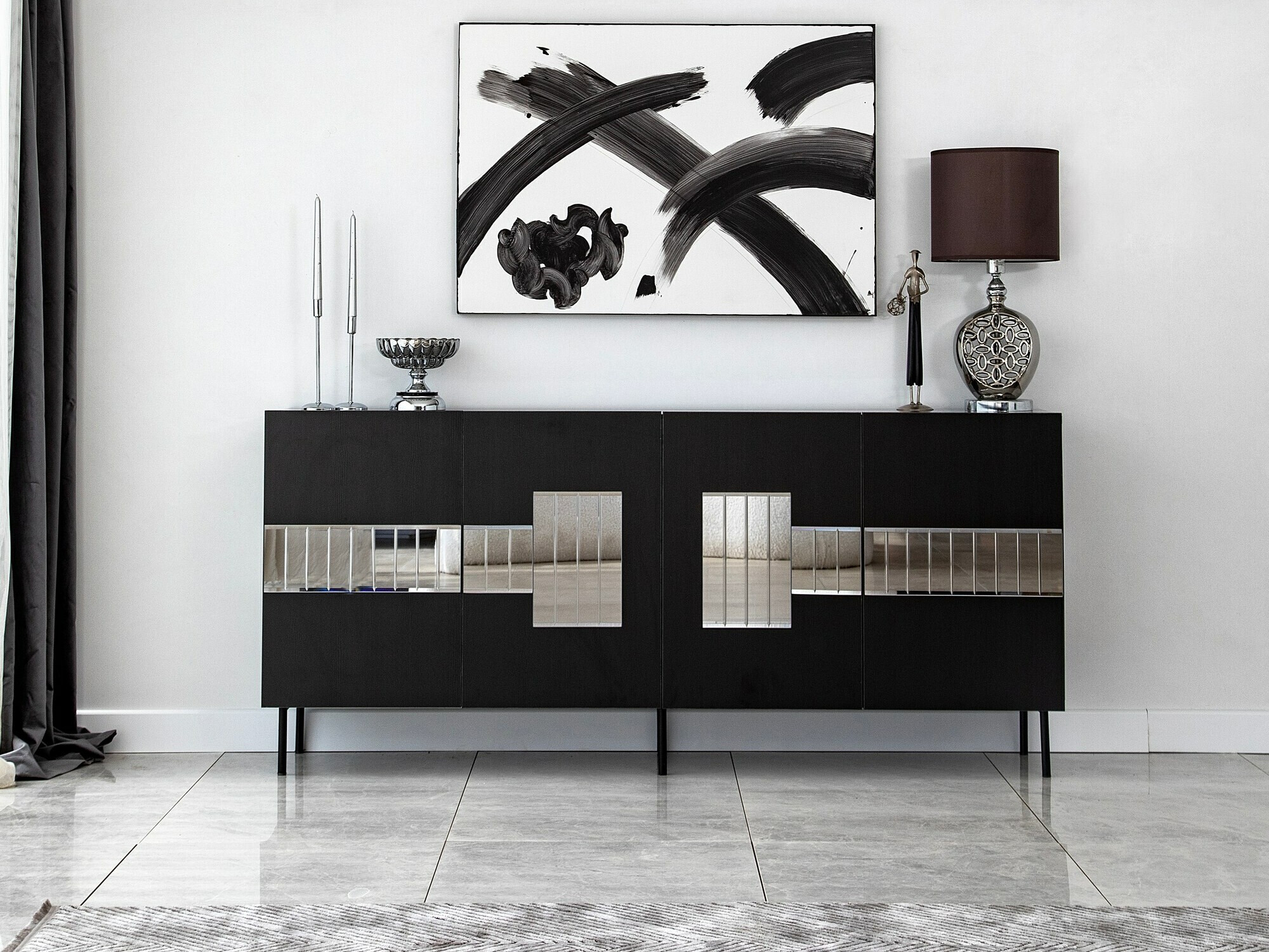 Skapis Kailua 2202 (Melns + sudraba)