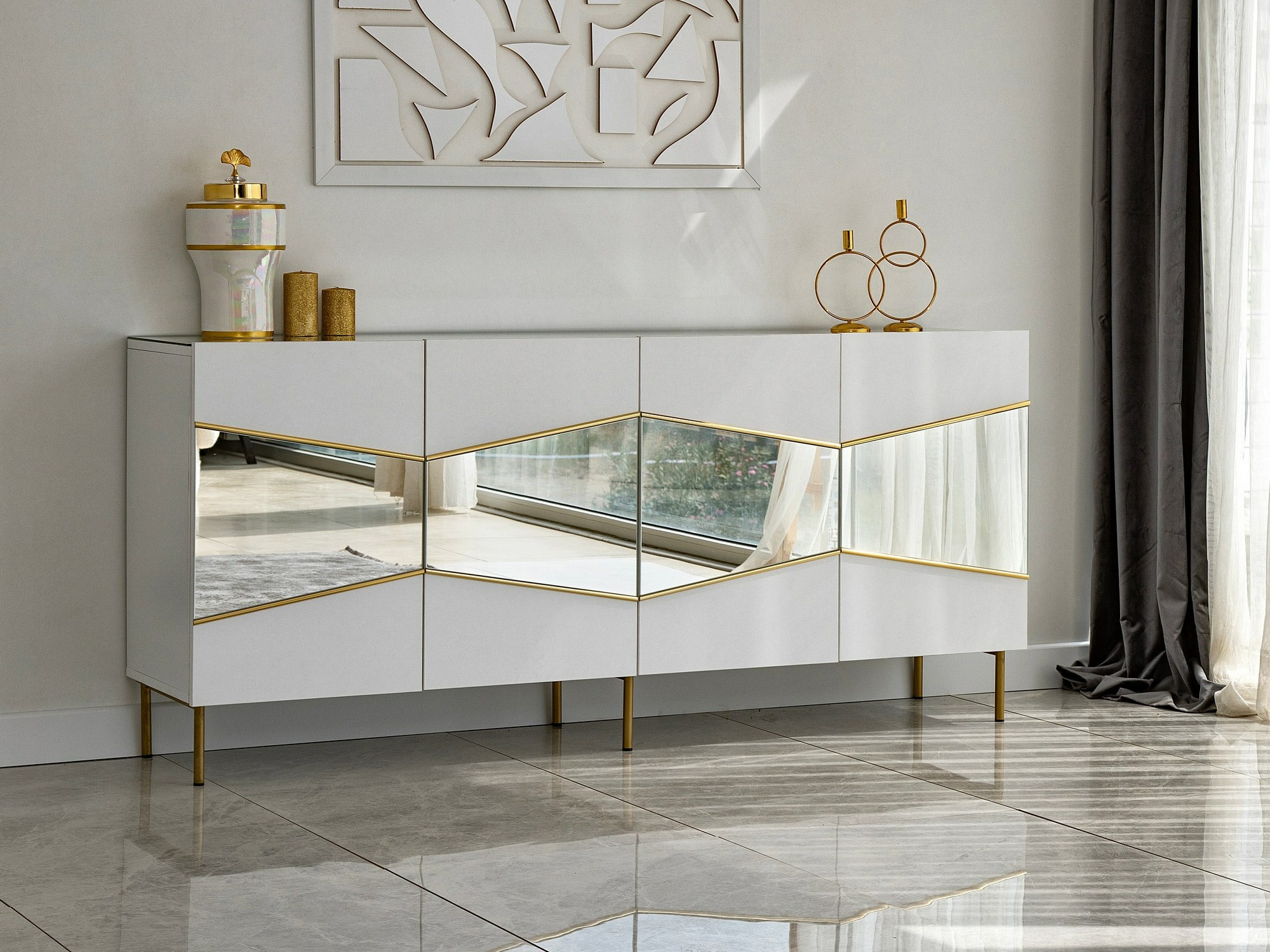 Skapis Kailua 2210 (Balts + Zelta)