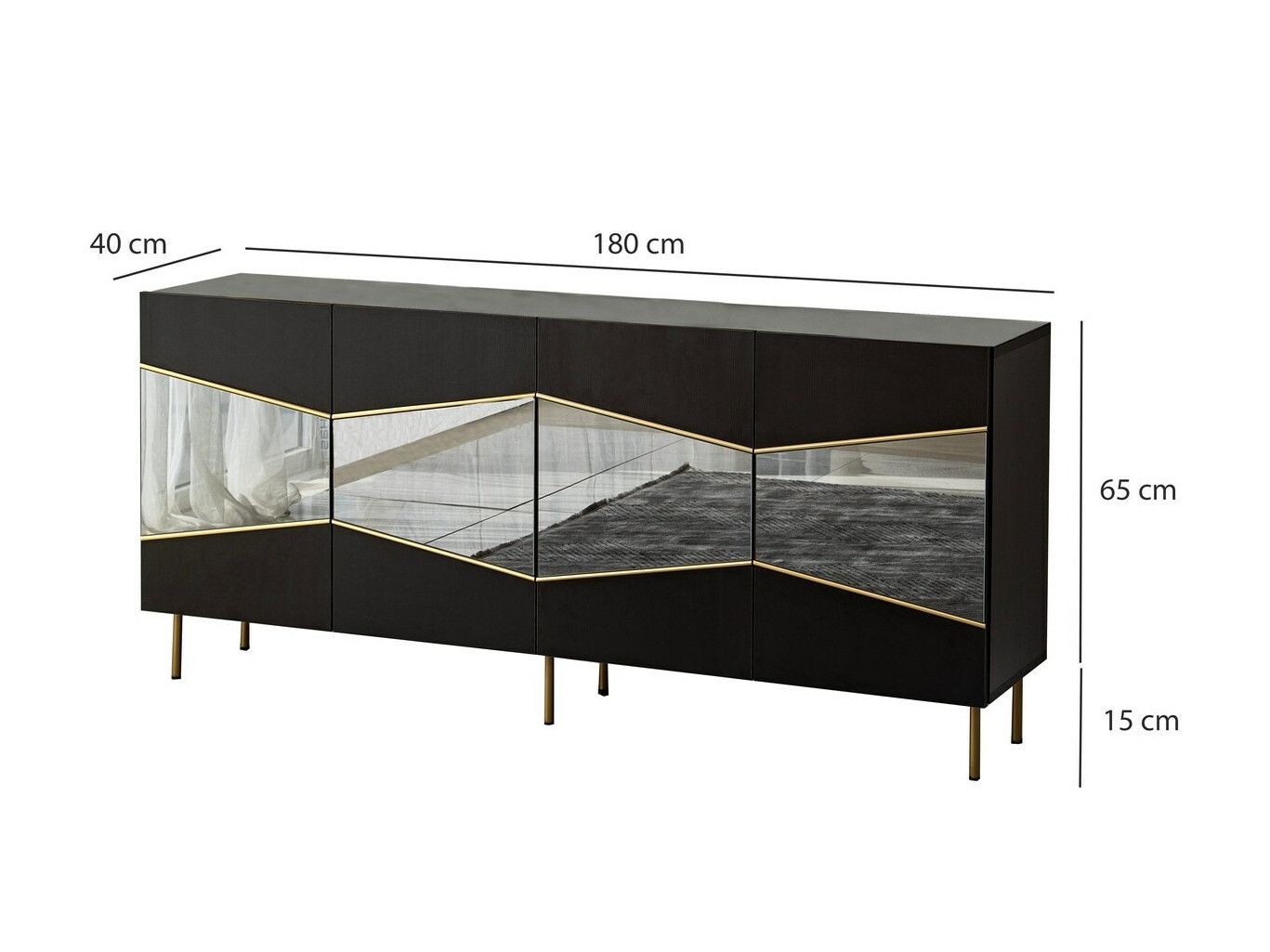 Skapis Kailua 2210 (Melns + Zelta)