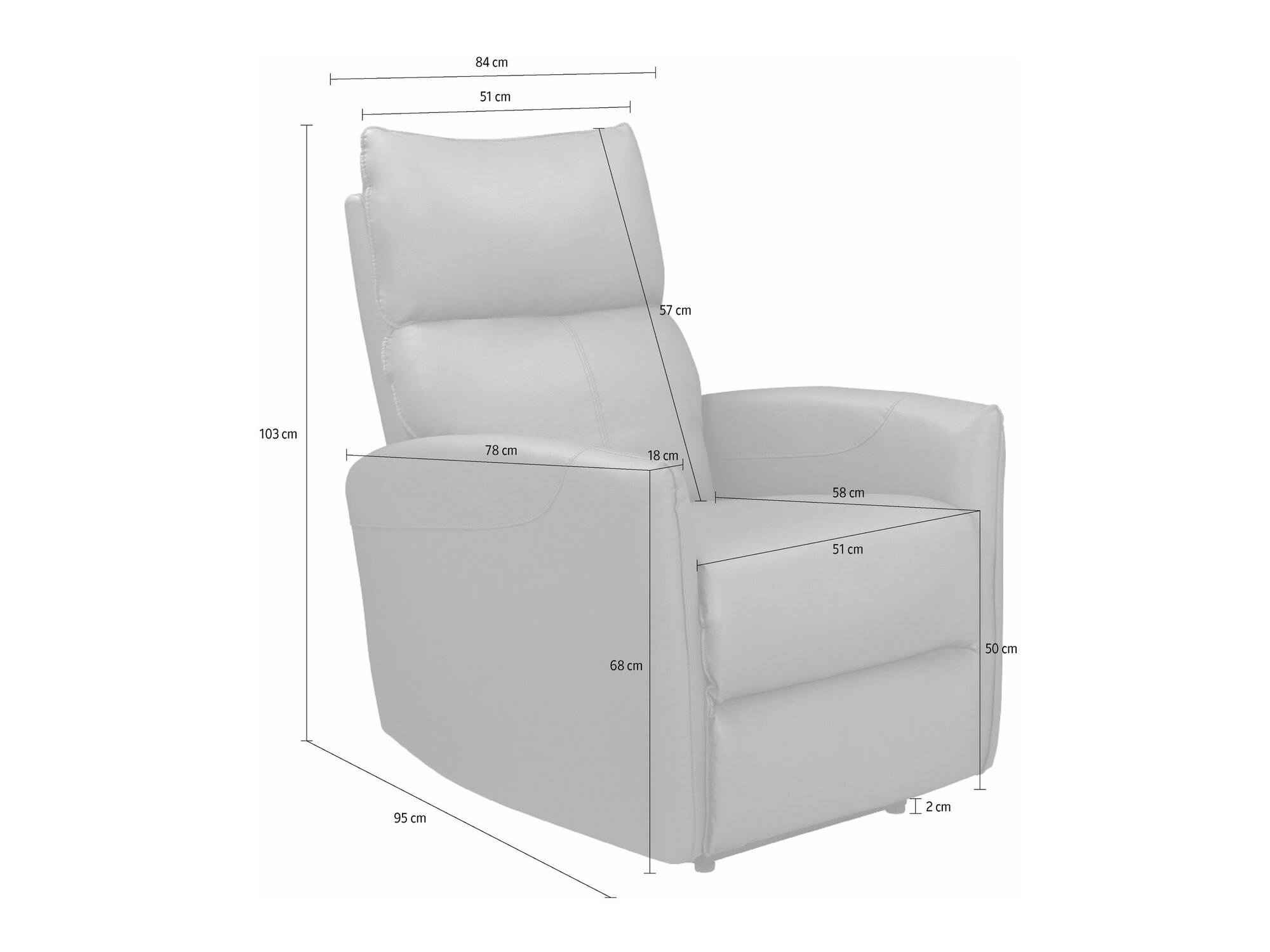 Atpūtas krēsls reglainer Denton 1338 (Antracīts)