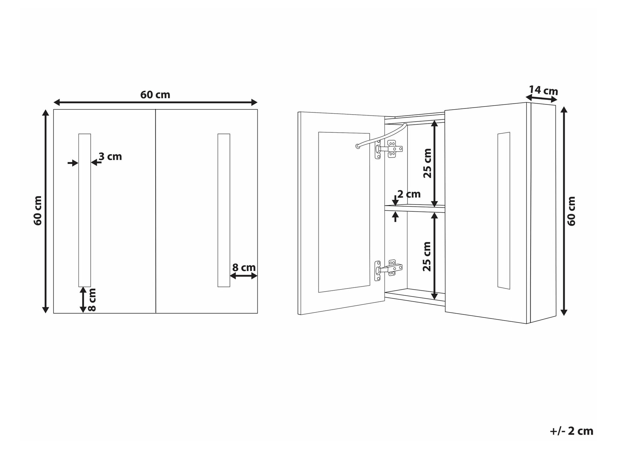 Vannas istabas skapis ar spoguli Berwyn 2163 (Balts)