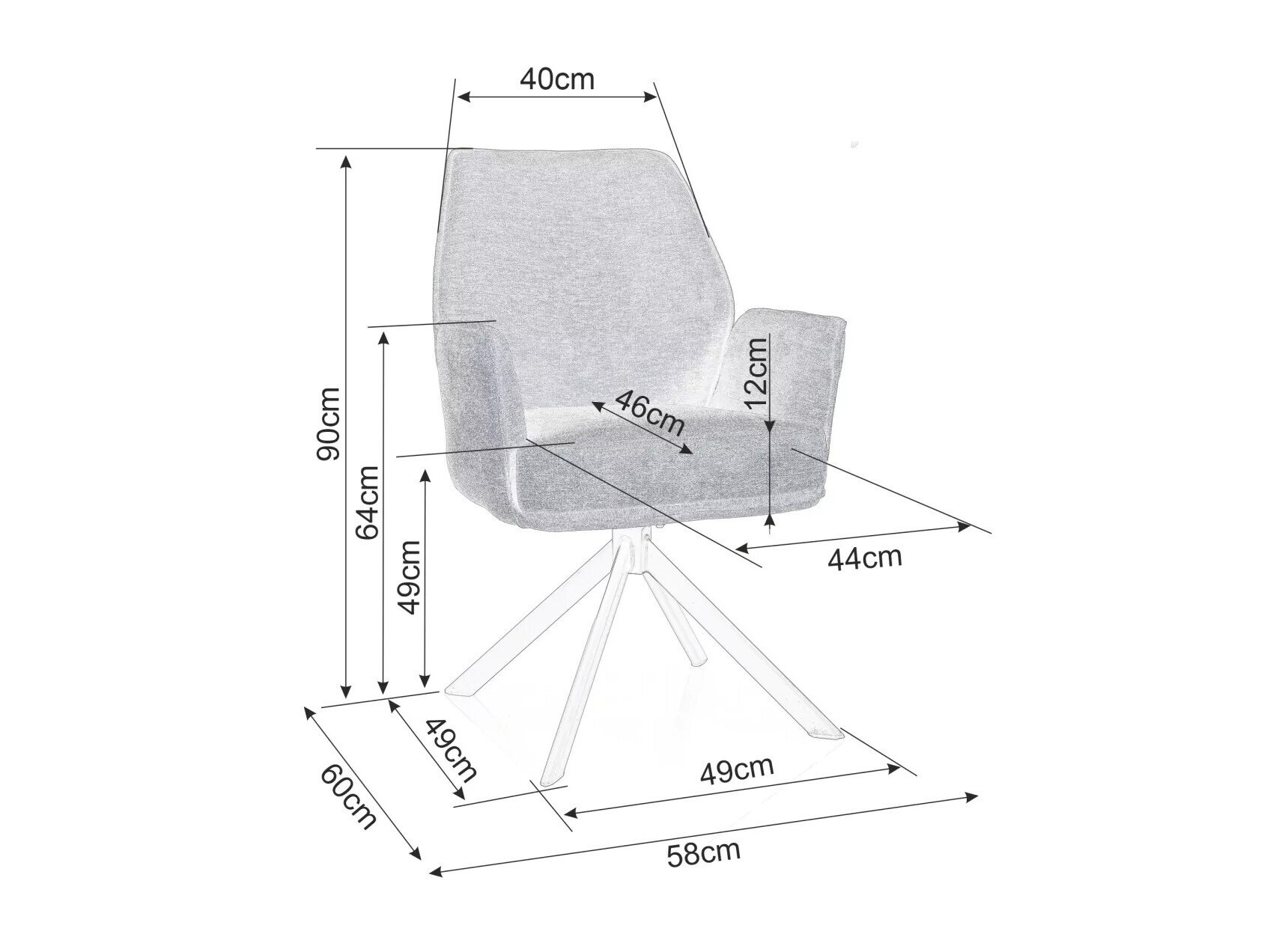 Krēsls Detroit 423 (Tumši pelēks)
