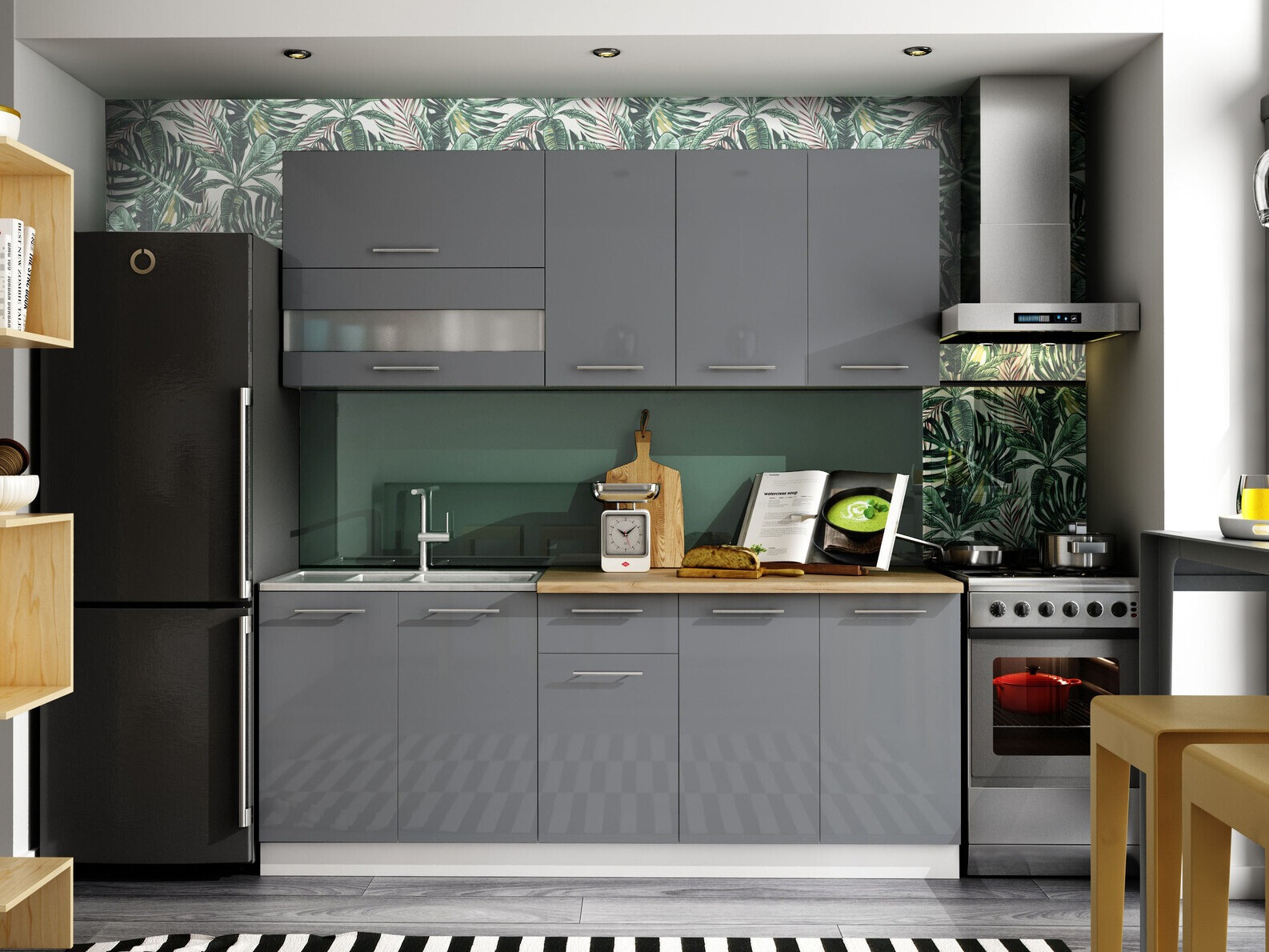 Moduļu skapis ar atvilktni un durvīm Tiffa Grey 138