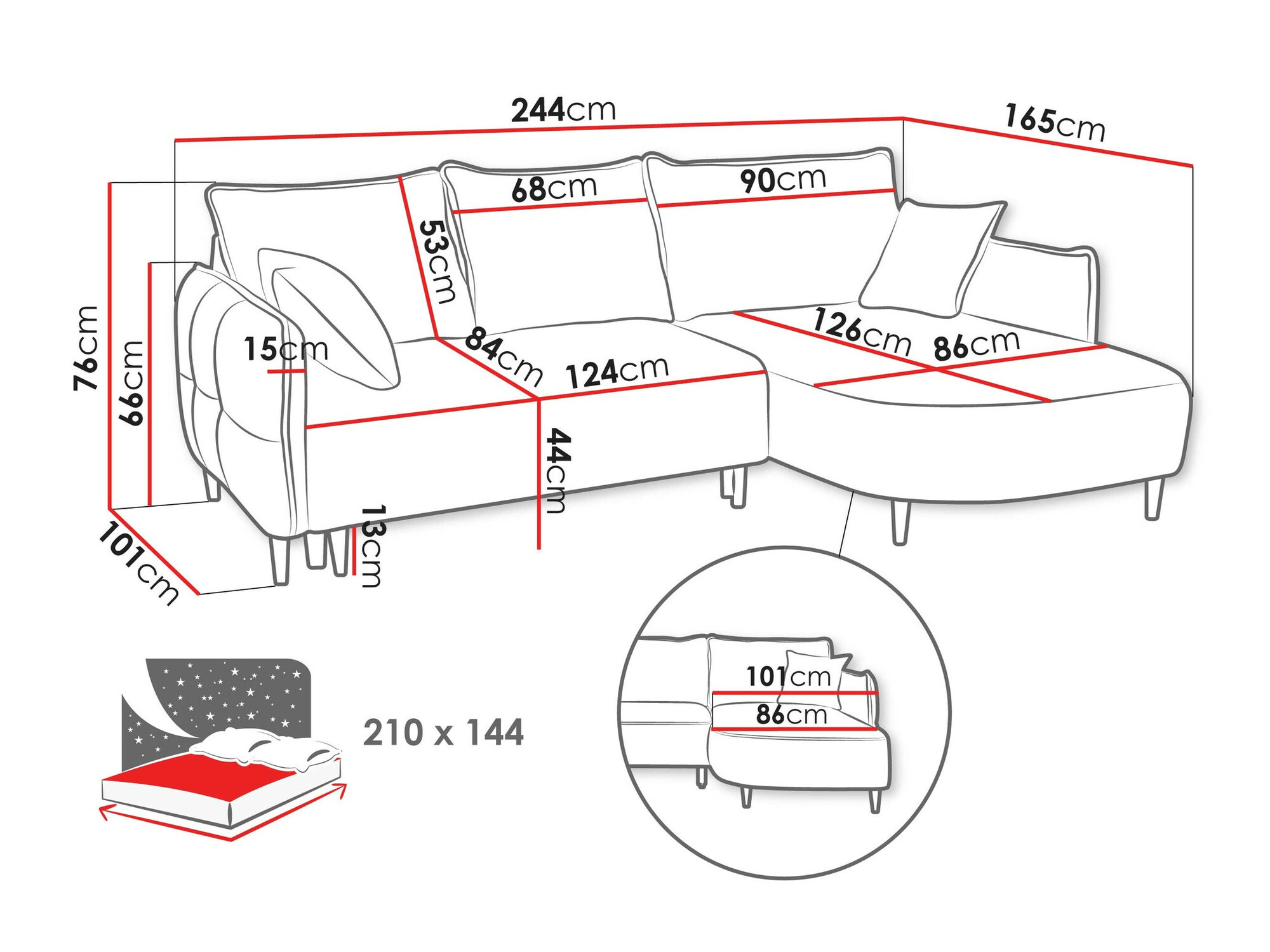 Stūra dīvāns TrendyNest 101 (Onega 14)