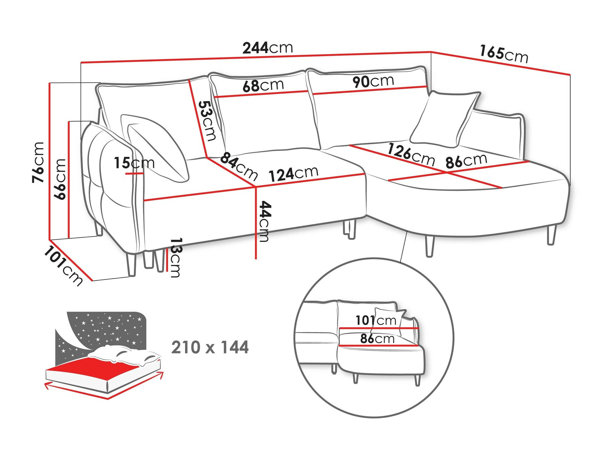 Угловой диван TrendyNest 101 (Onega 15)
