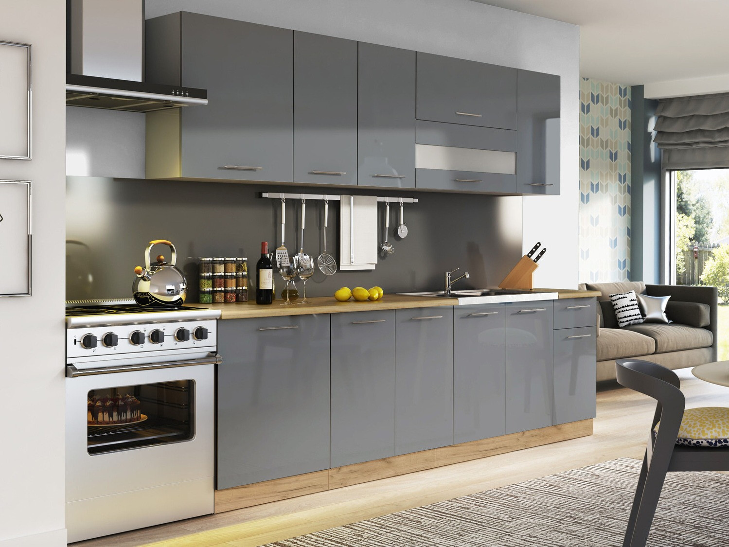 Moduļu skapis ar durvīm Tiffa Grey 143