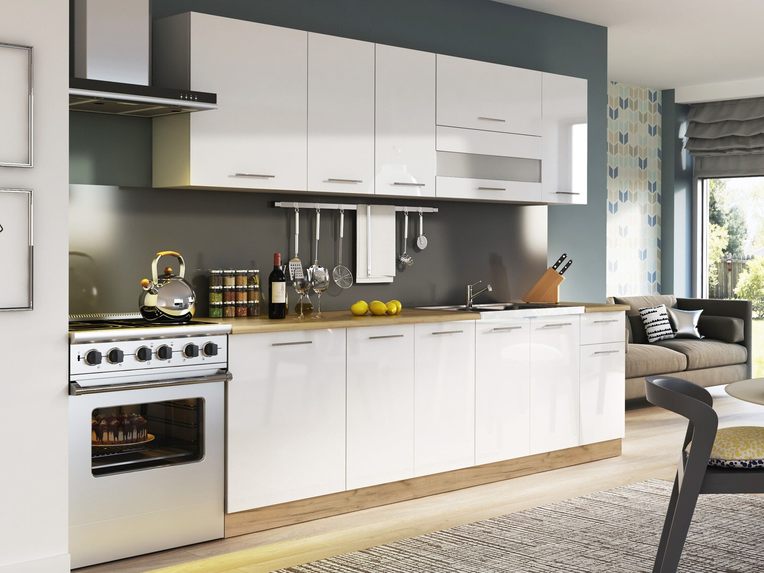 Moduļu skapis ar durvīm Tiffa White 144