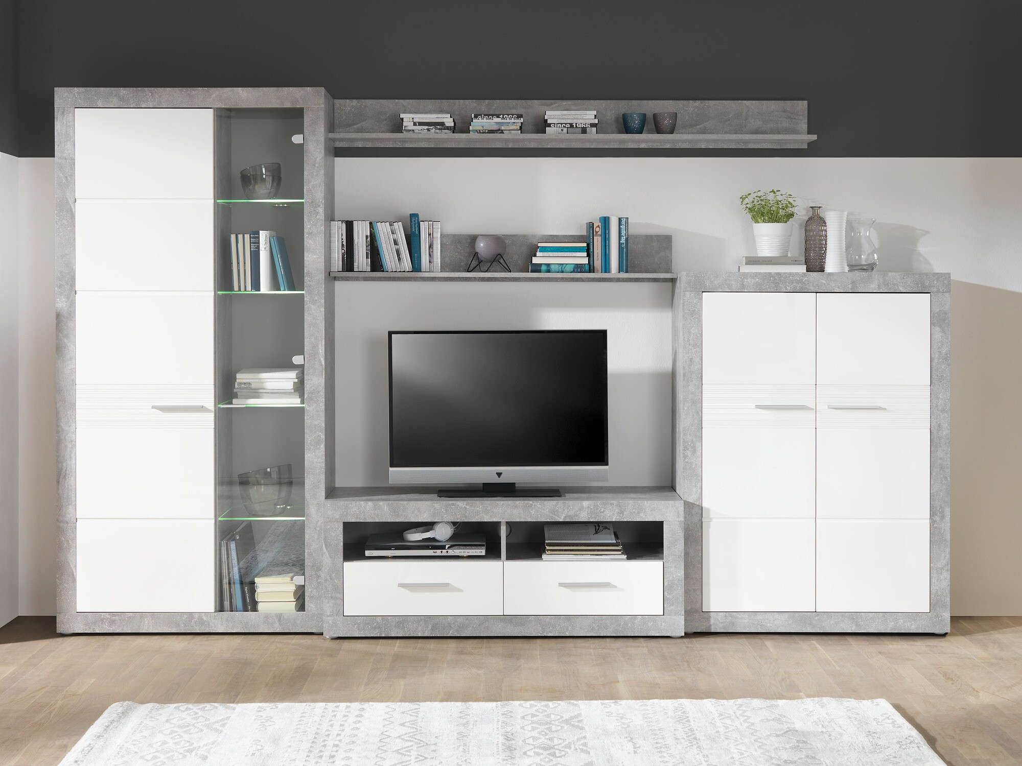 TV galds Romfera 102 (Balts + Pelēks)