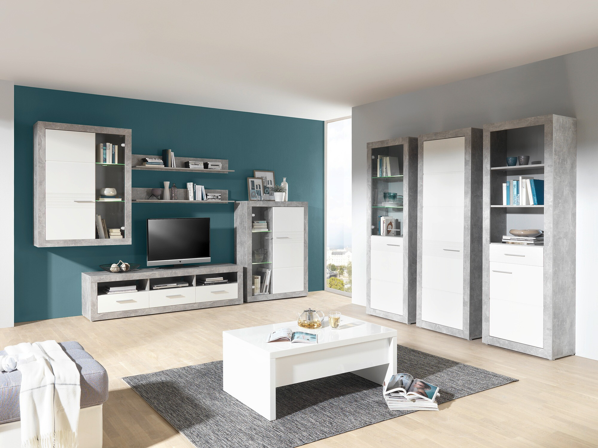 TV galds Romfera 103 (Balts + Pelēks)