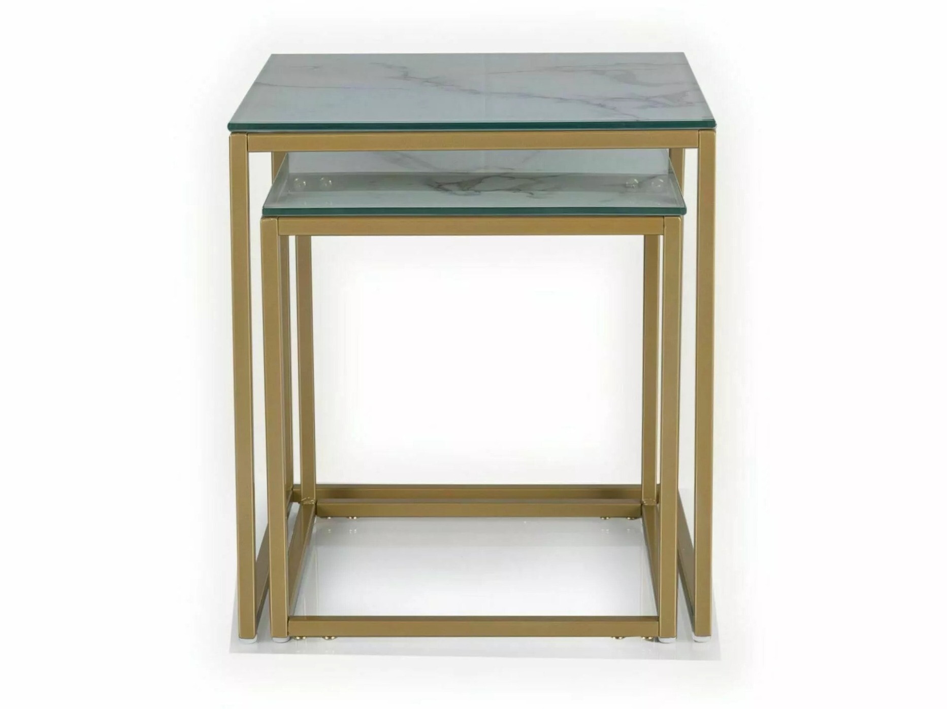 Žurnālu galdiņu komplekts Detroit 431 (Zelta + Balts marmors)