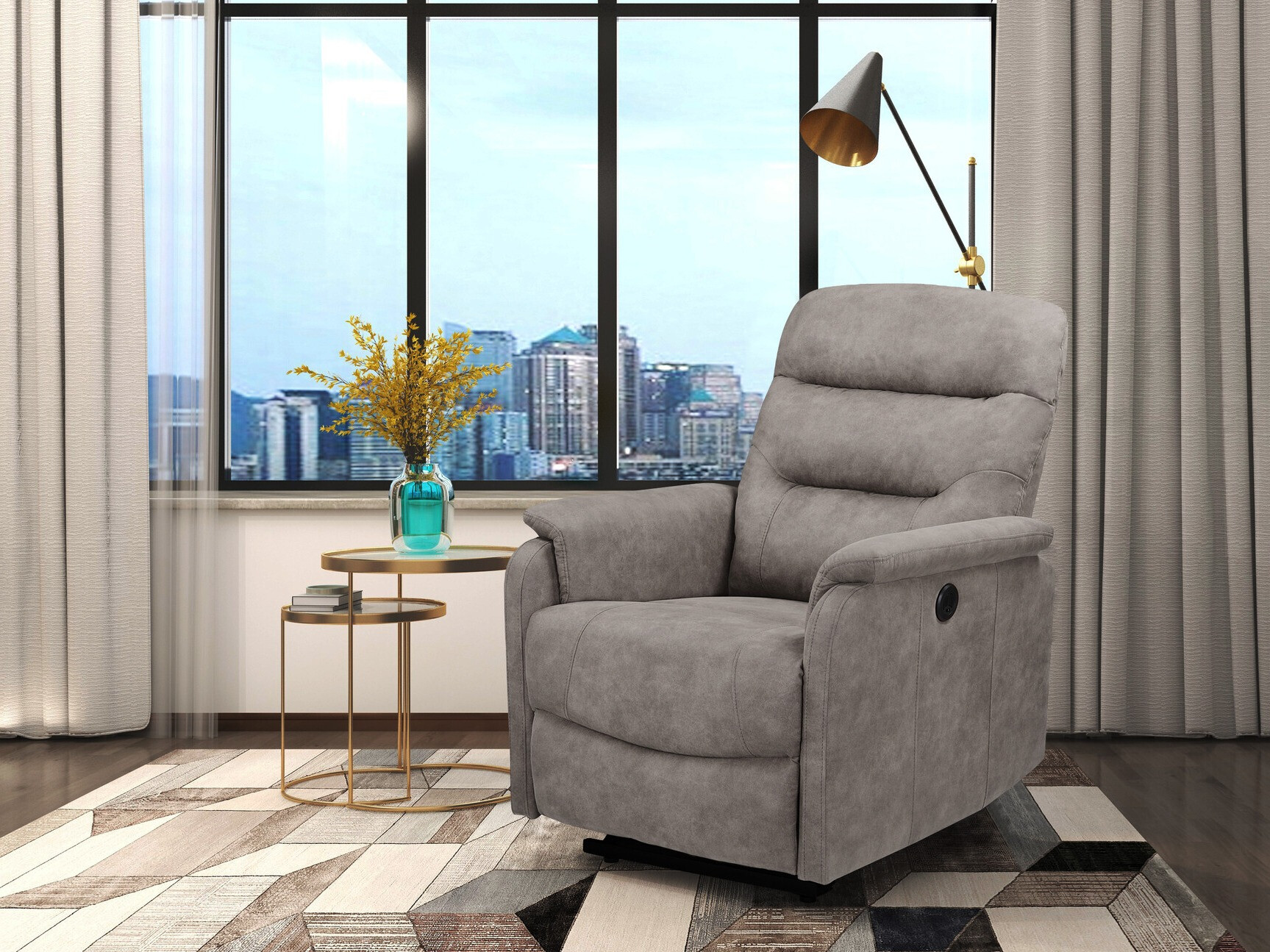 Krēsls reglainer Denton 1347 (Pelēks)