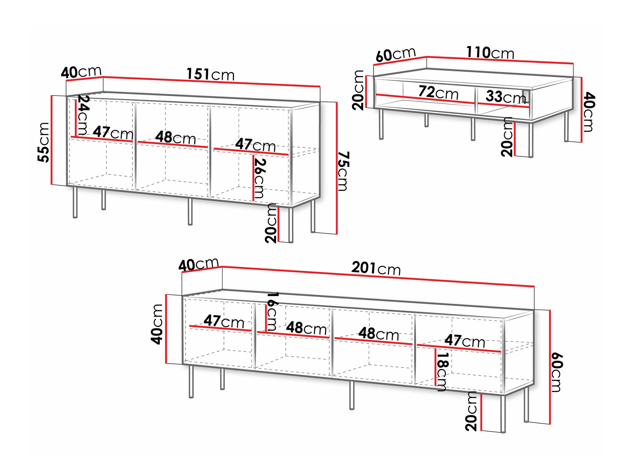 Viesistabas komplekts Monciru 107 (Melns)