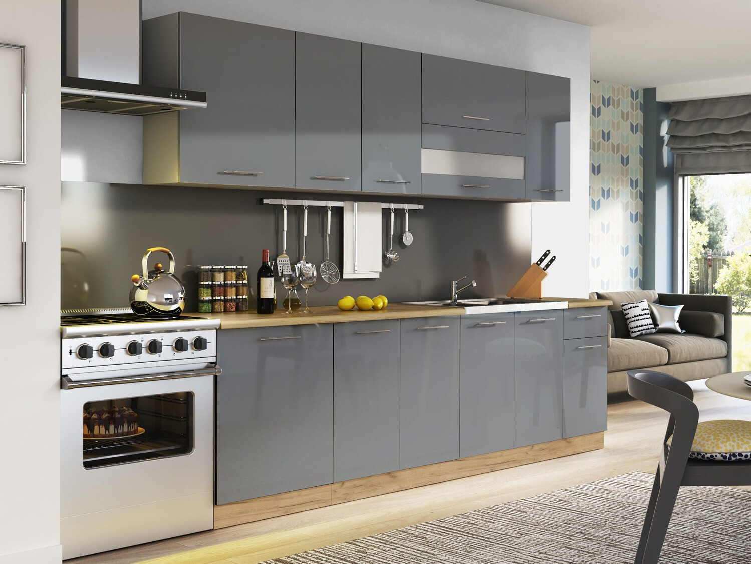 Moduļu skapis izlietnei ar durvīm Tiffa Grey 125