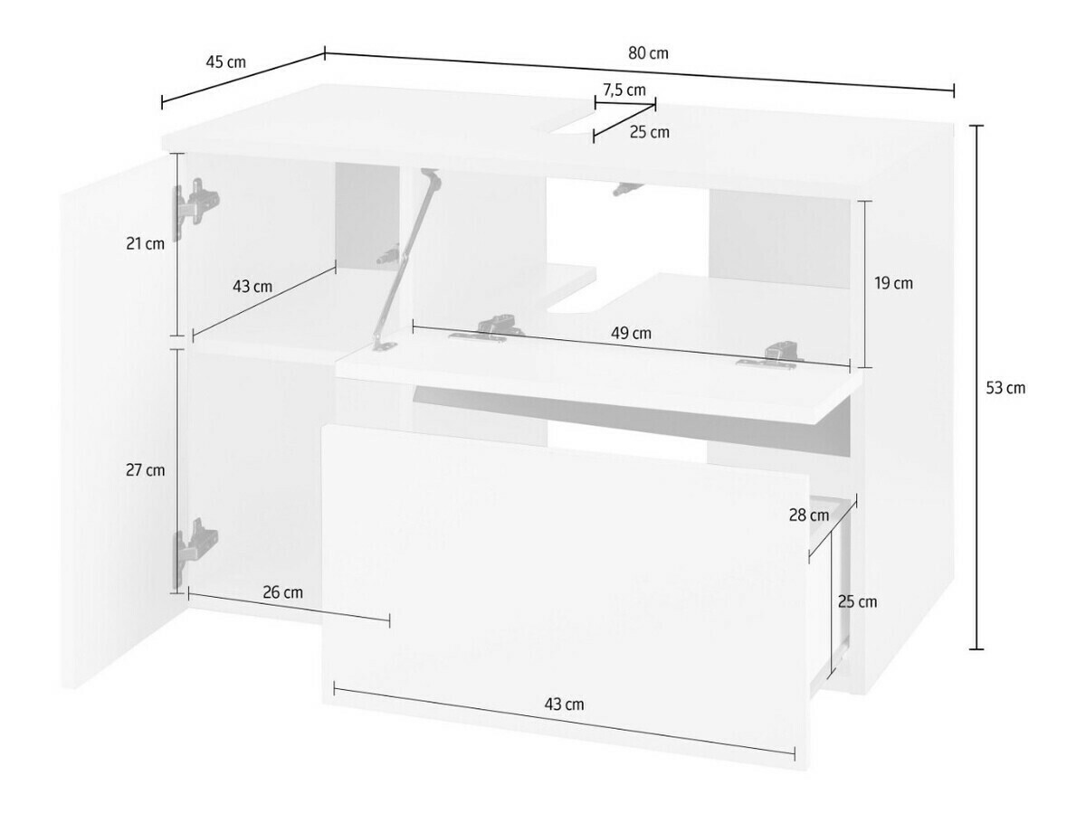 Piekarams vannas istabas skapītis izlietnei Soncamu 107 (Ozols)