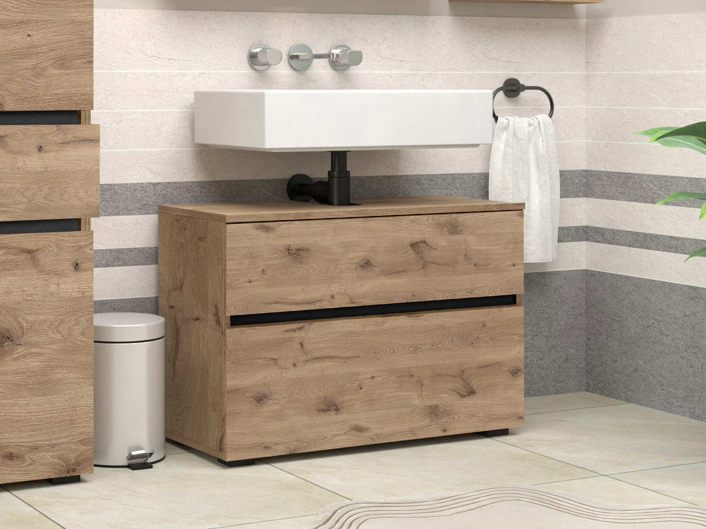 Stāvošs vannas istabas skapītis izlietnei Soncamu 109 (Ozols)