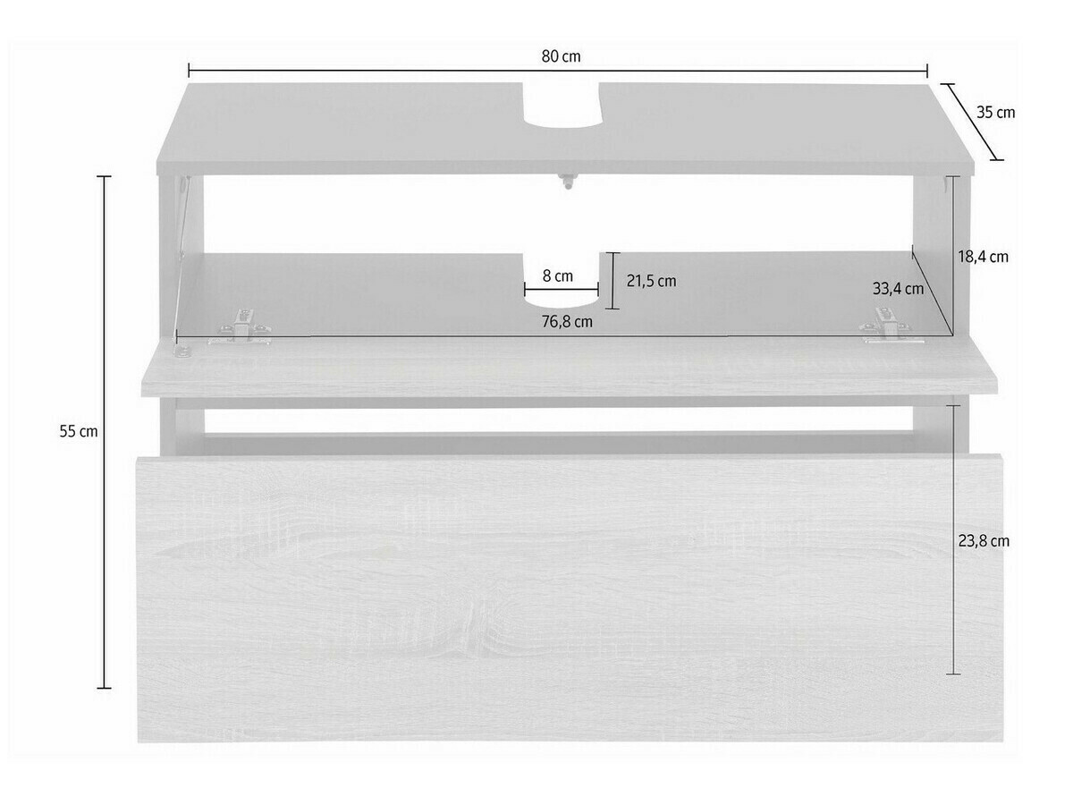 Stāvošs vannas istabas skapītis izlietnei Soncamu 109 (Ozols)
