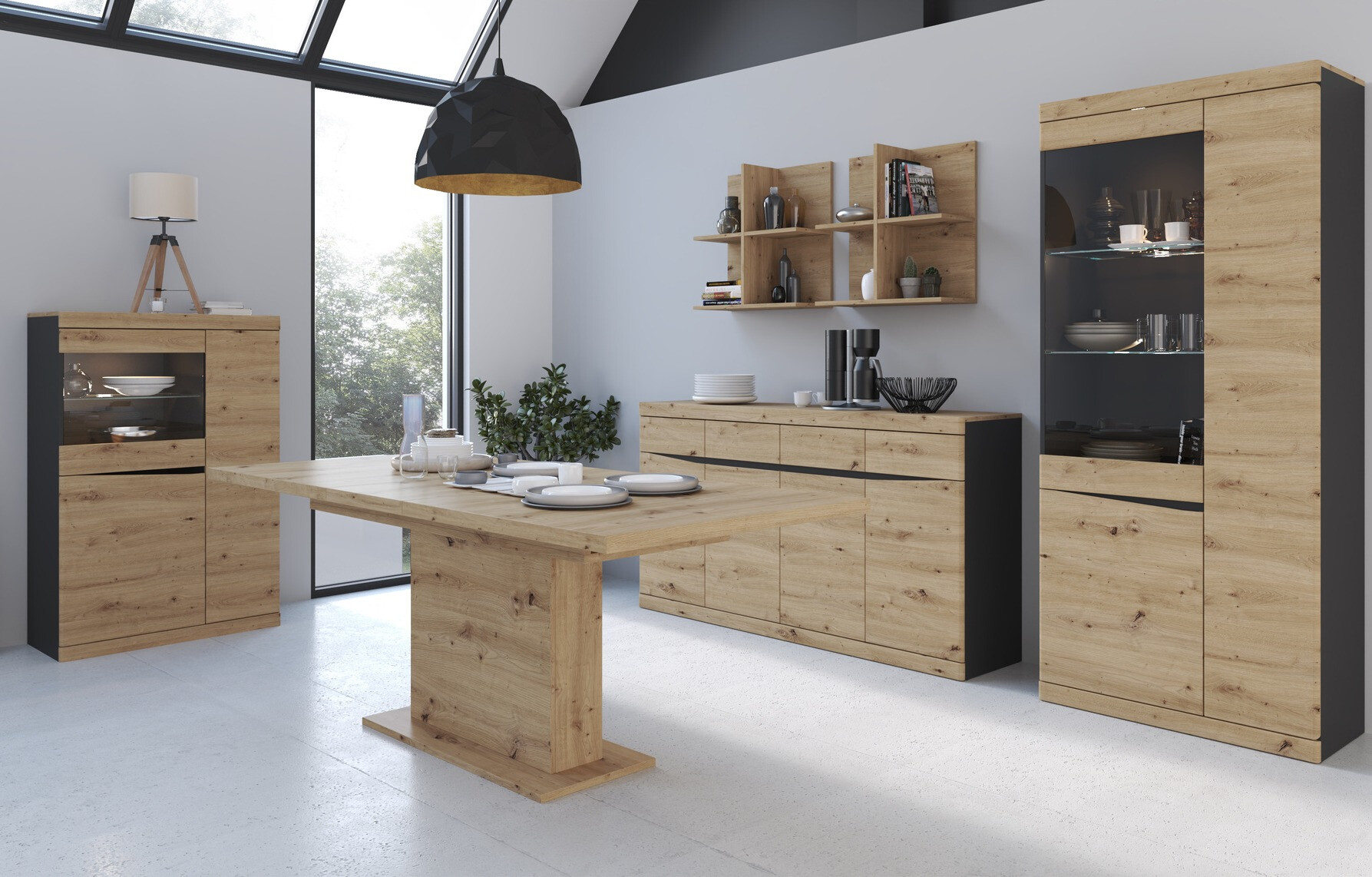 Kомод Venlori 124 (Антрацит + Artisan дуб)