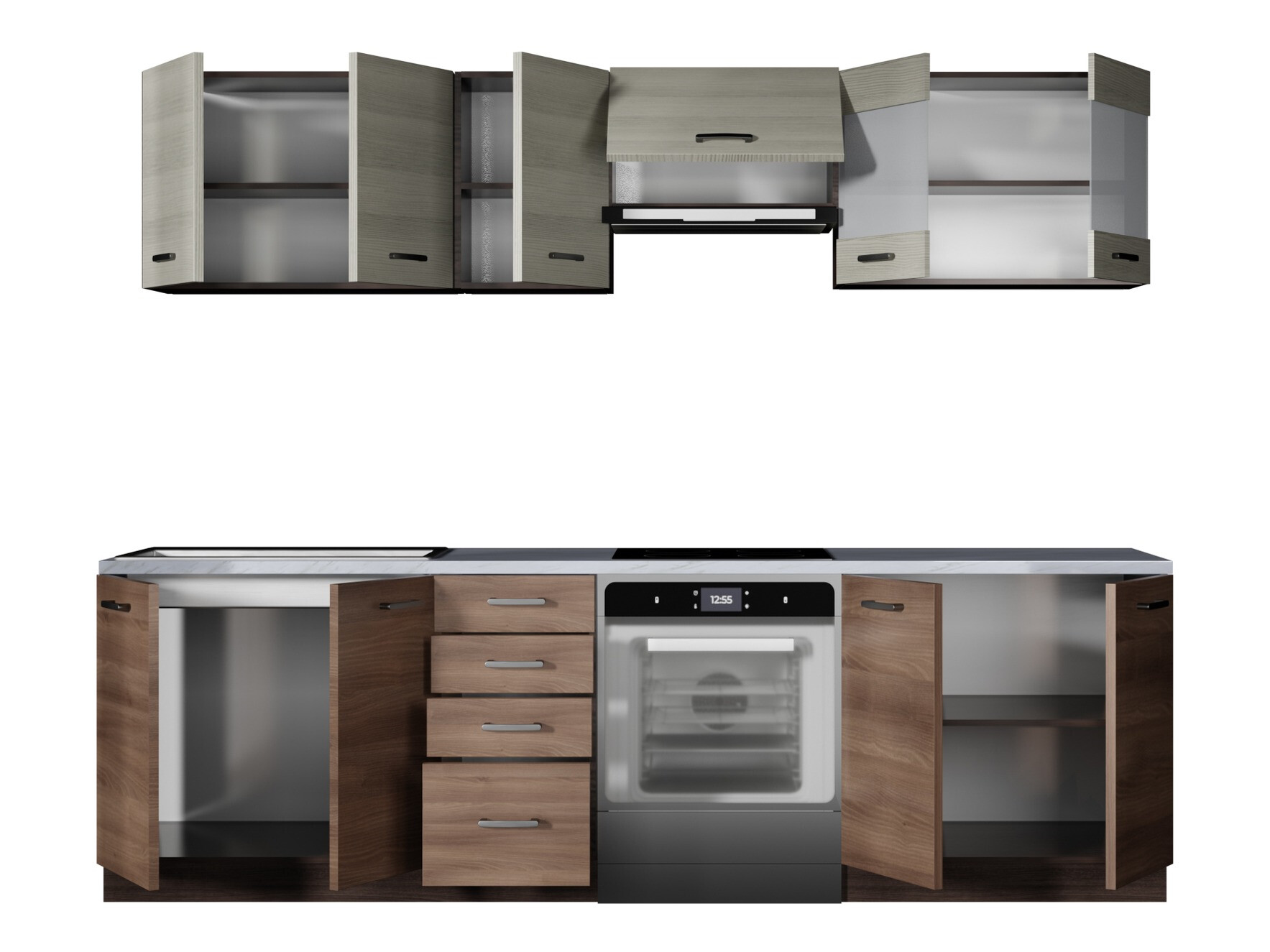 Virtuves komplekts Houston 1138 (Tumšs ozols + Gaišs ozols)