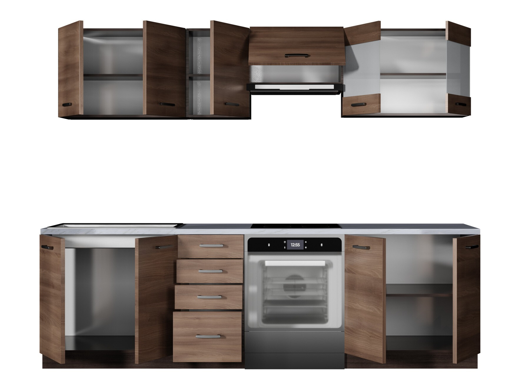 Virtuves komplekts Houston 1138 (Tumšs ozols)