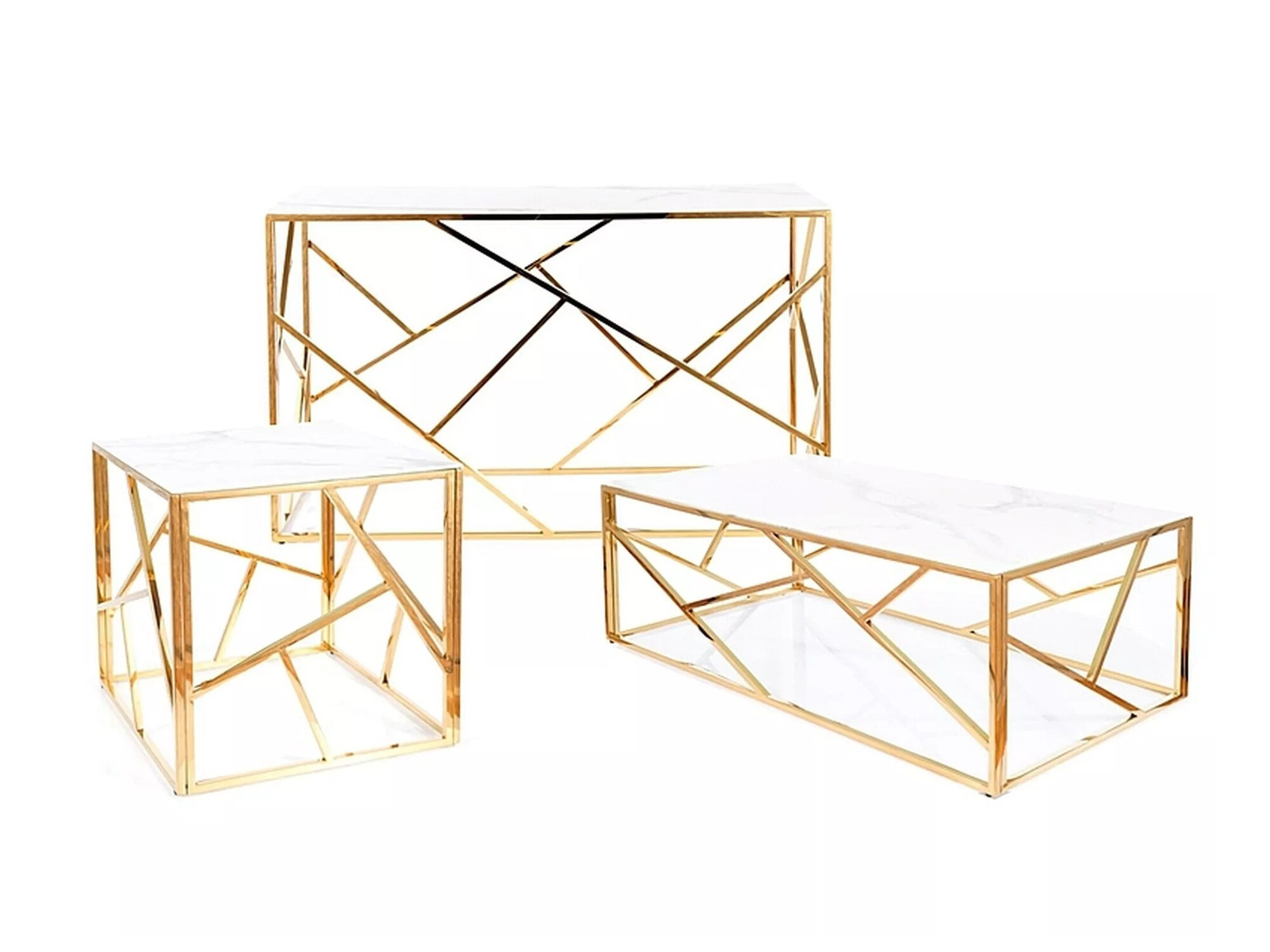 Žurnālu galdiņš Detroit 458 (Zelta + Balts marmors)