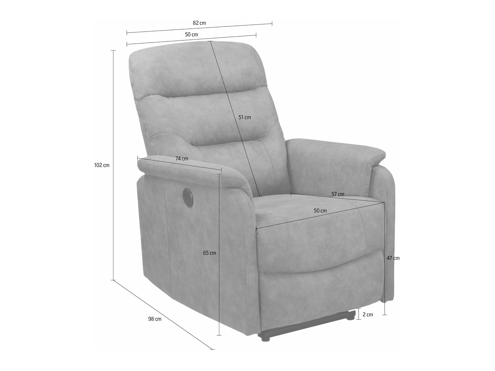 Atpūtas krēsls reglainer Denton 1347 (Taupe)