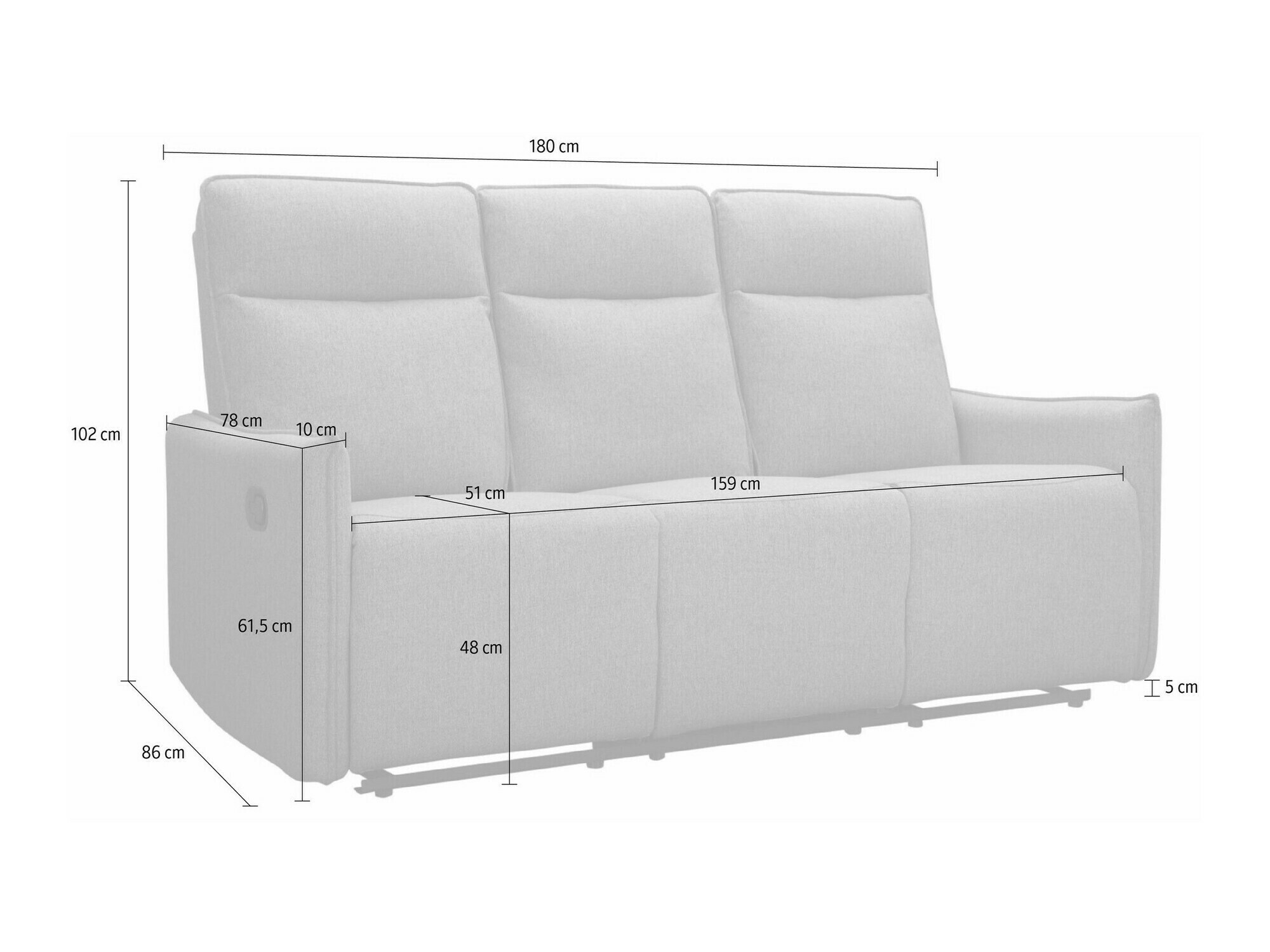 Dīvāns reglainer Tulsa 647 (Melns)