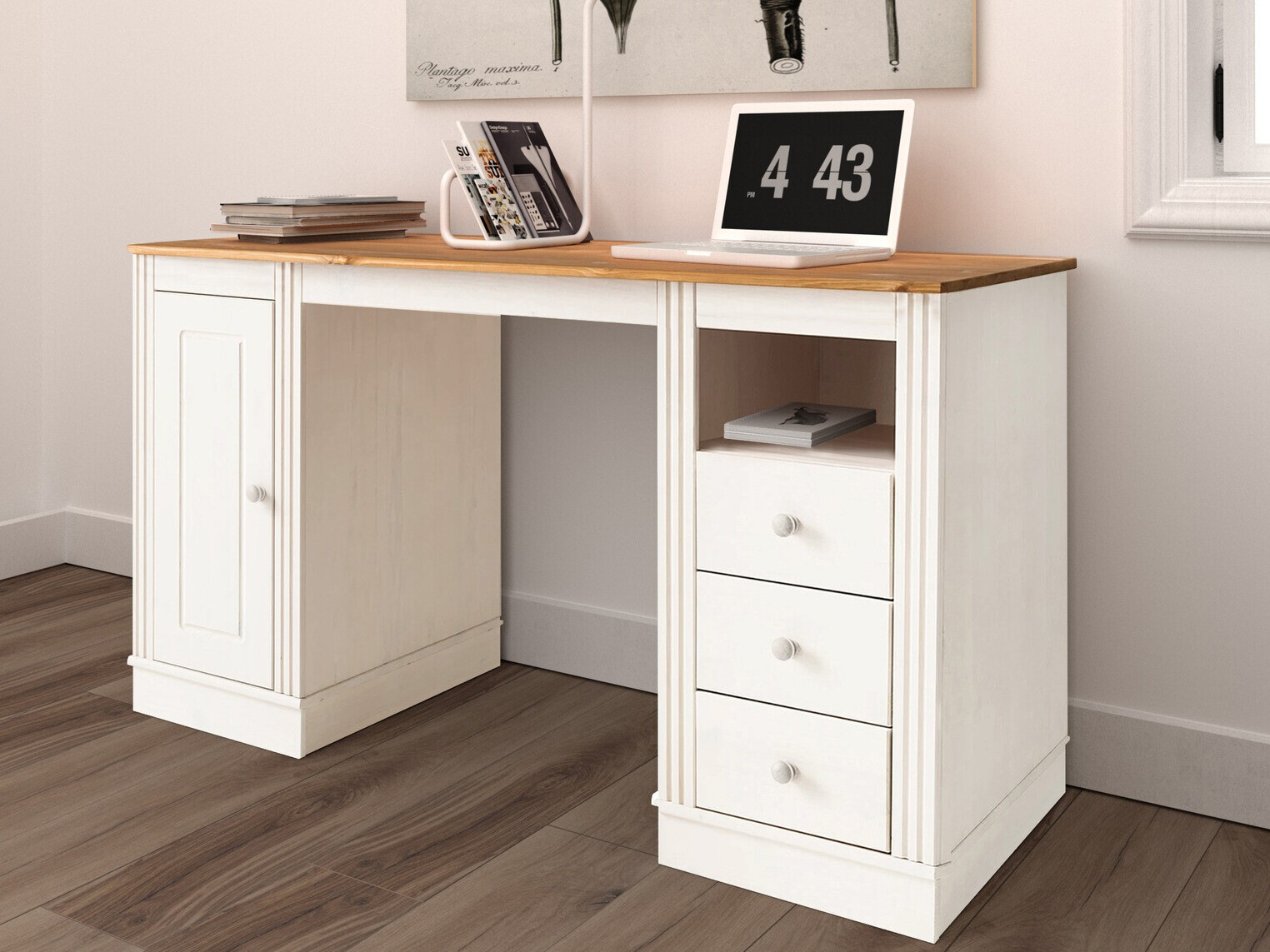 Письменный cтол Saltoro 136 (Белый + Медовый дуб)