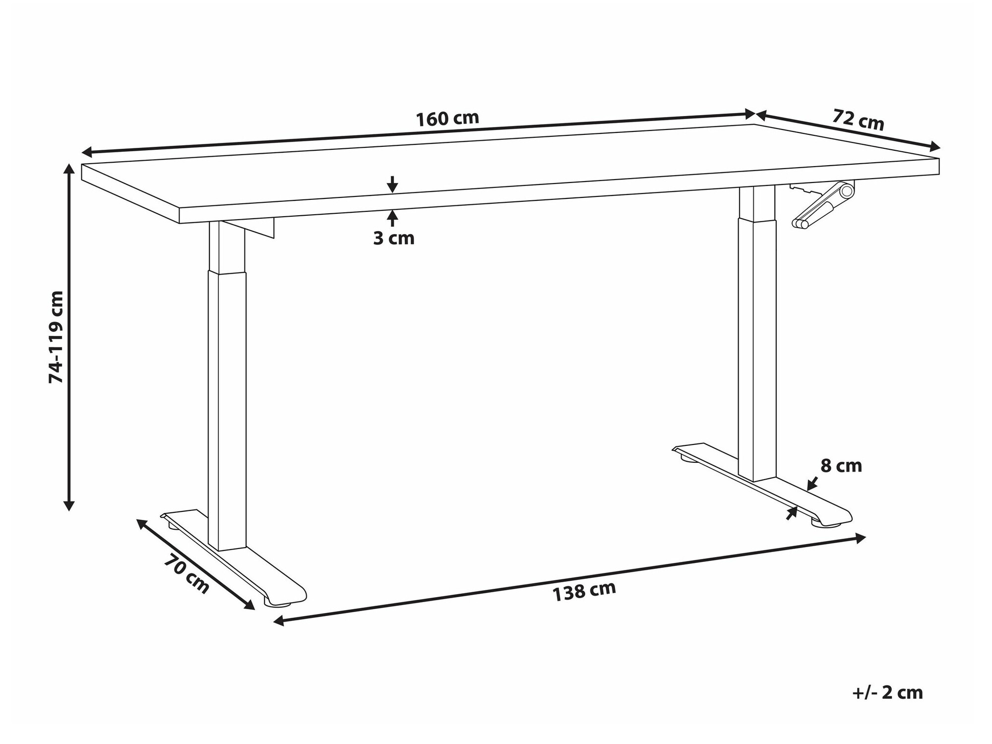 Рабочий стол с регулируемой высотой Berwyn 2180 (Чёрный)