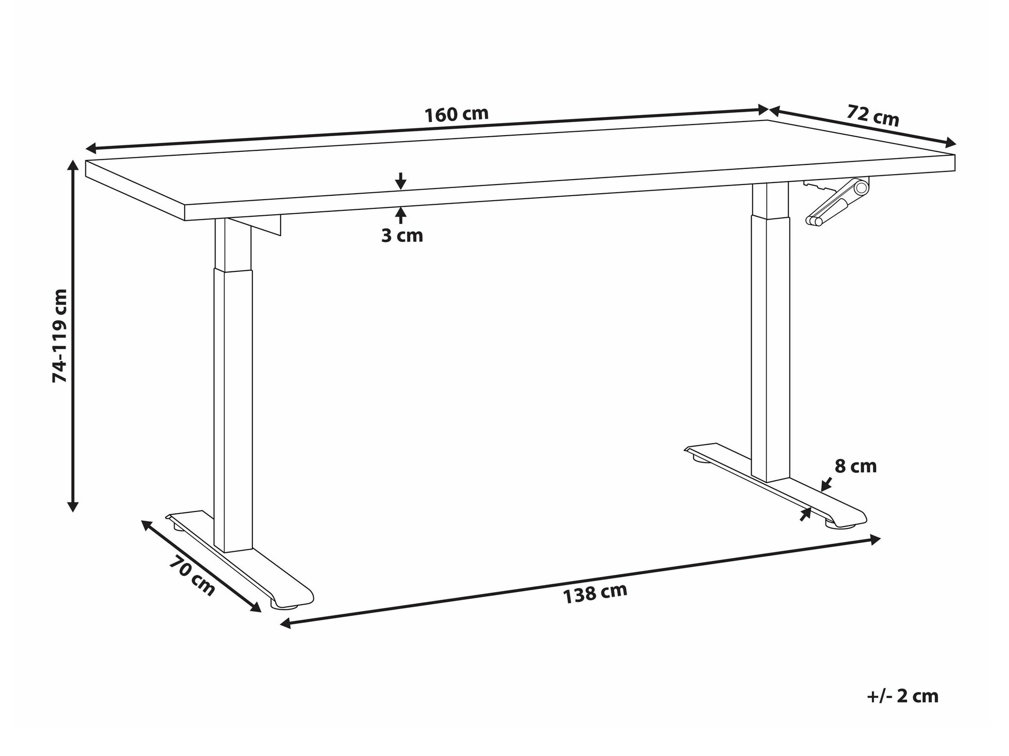 Рабочий стол с регулируемой высотой Berwyn 2180 (Серый)