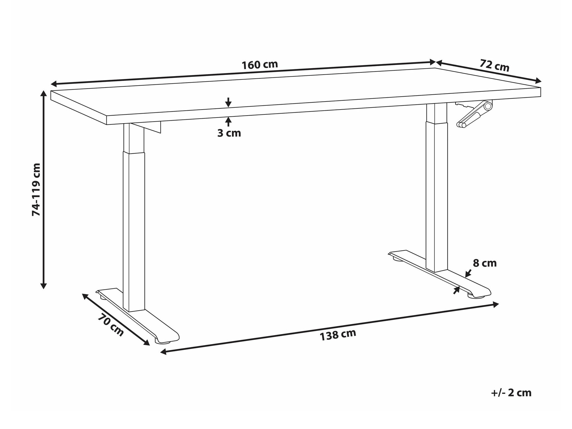 Rakstāmgalds ar regulējamu augstumu Berwyn 2180 (Melns)