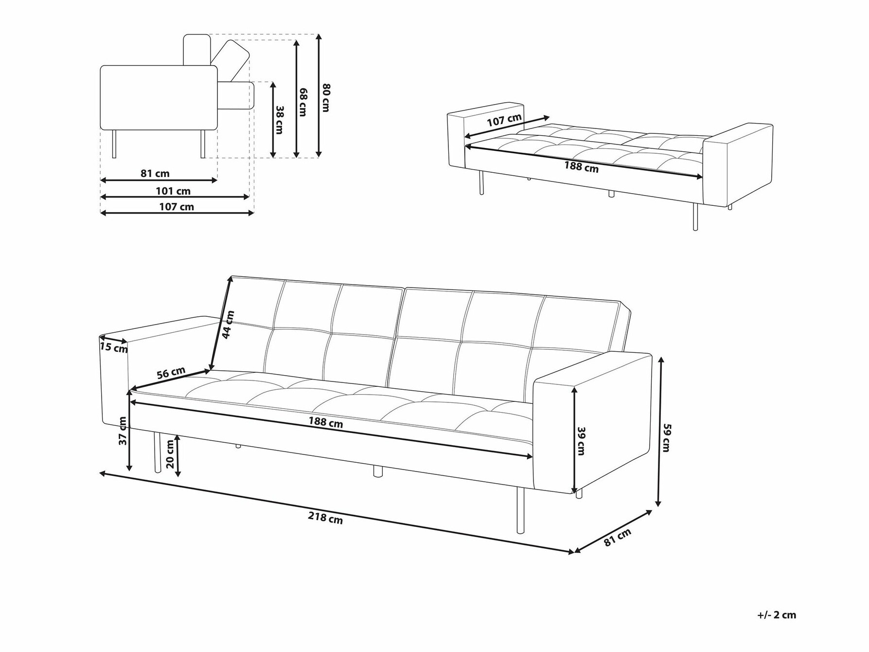 Dīvāns gulta Berwyn 749 (Brūns)