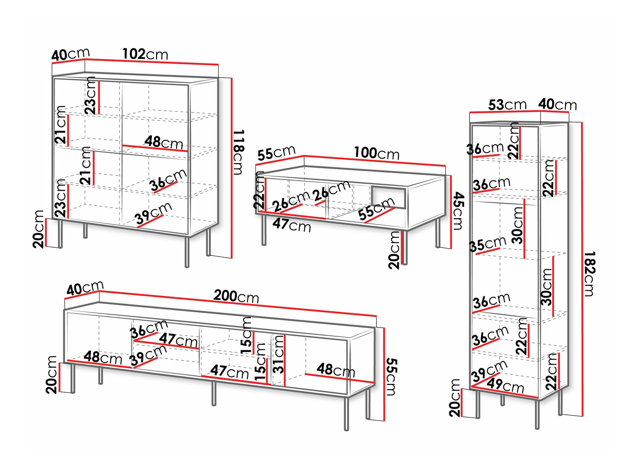 Viesistabas komplekts Flosoru 109 (Melns)