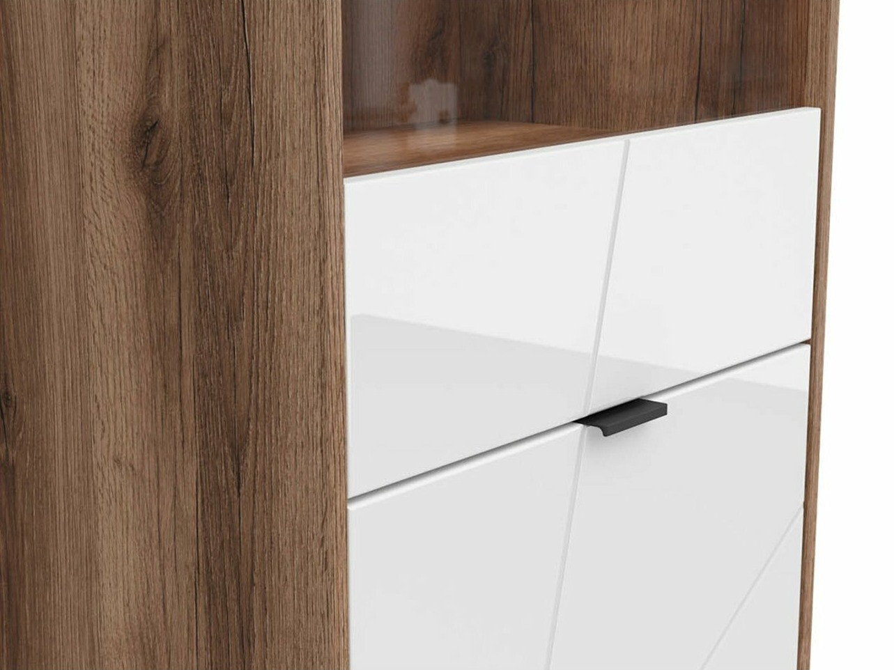 Plaukts Fivale 102 (Tumšs delano ozols + Glancēts balts)