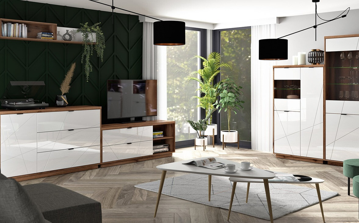 Plaukts Fivale 102 (Tumšs delano ozols + Glancēts balts)