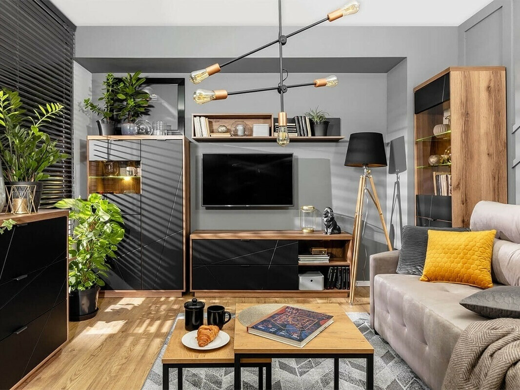 Plaukts Fivale 103 (Tumšs delano ozols + Matēts melns)