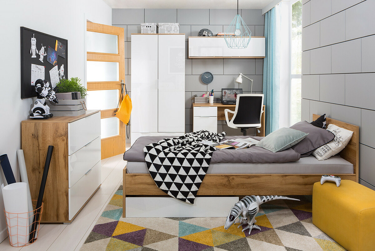 Rakstāmgalds Tivetra 100 (Votan ozols + Glancēts balts)