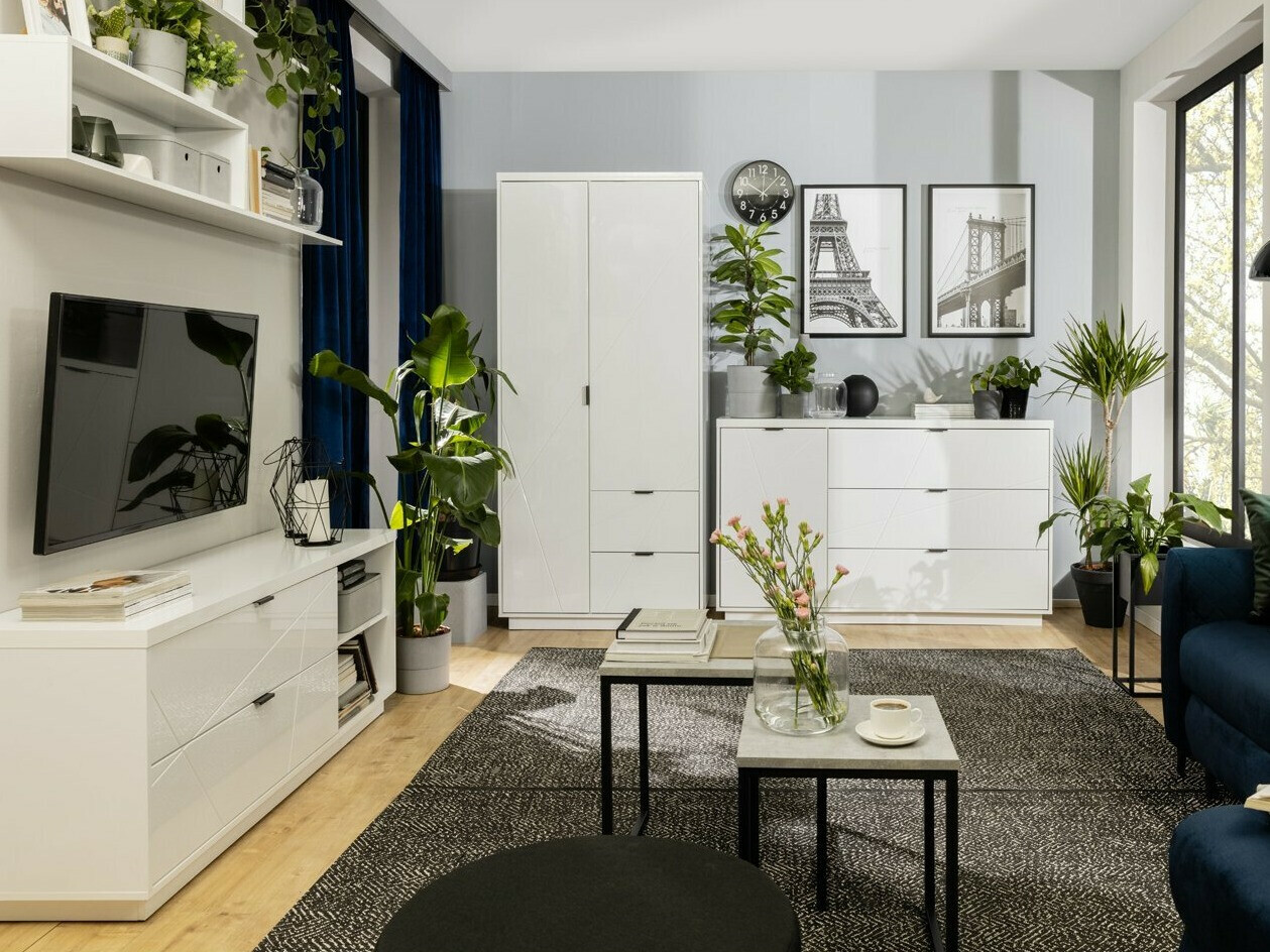 Шкаф Fivale 105 (Глянцевый белый + Белый)