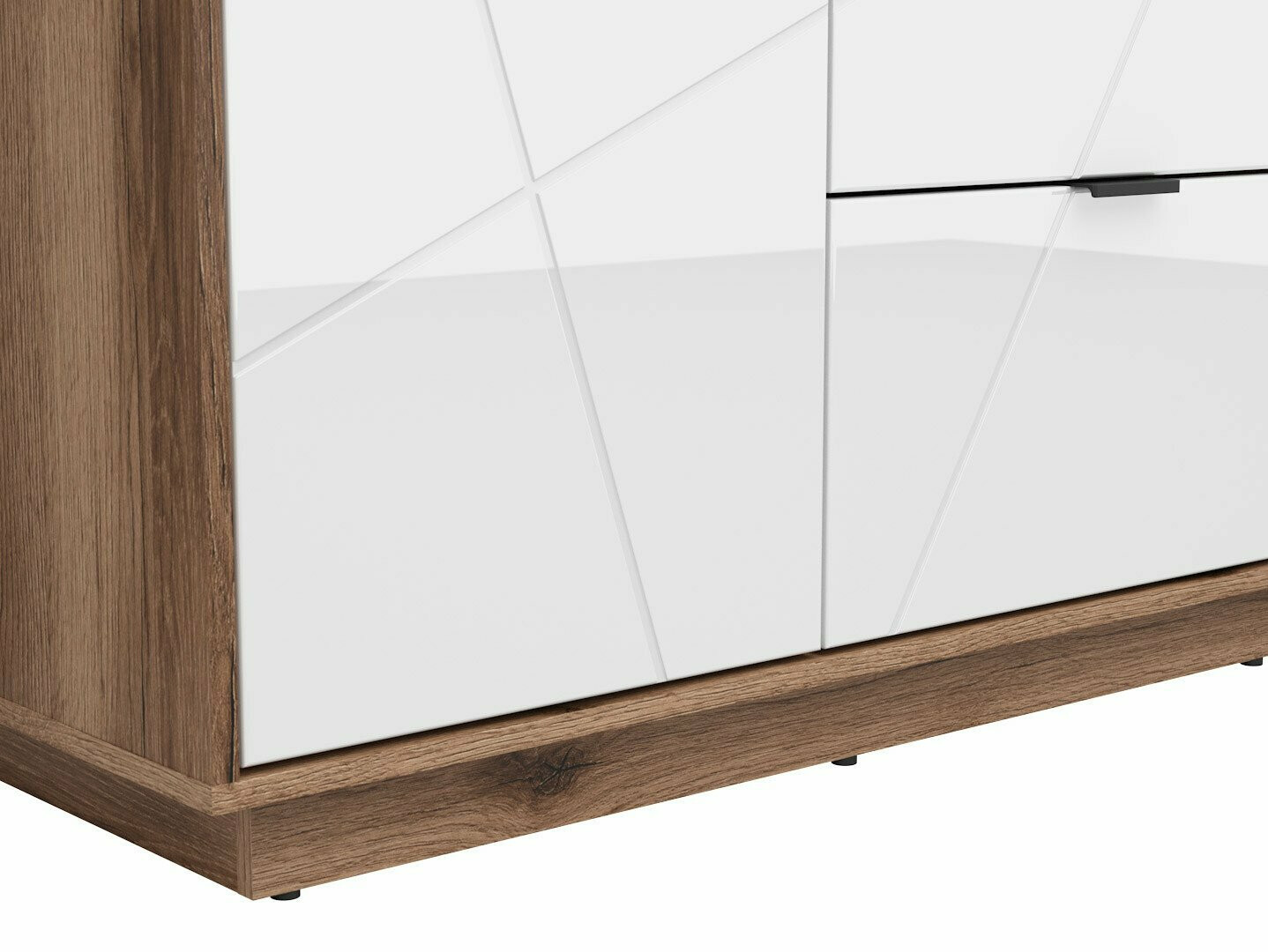 Skapis Fivale 105 (Glancēts balts + Tumšs delano ozols)