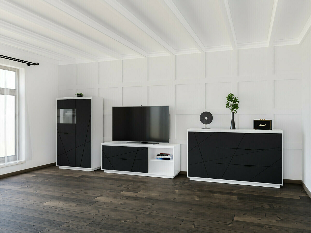 Стеллаж Fivale 103 (Глянцевый белый + Матовый черный)