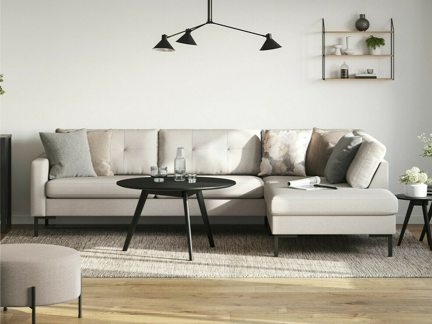 Stūra dīvāns Melnola 106 (Hygge 10)