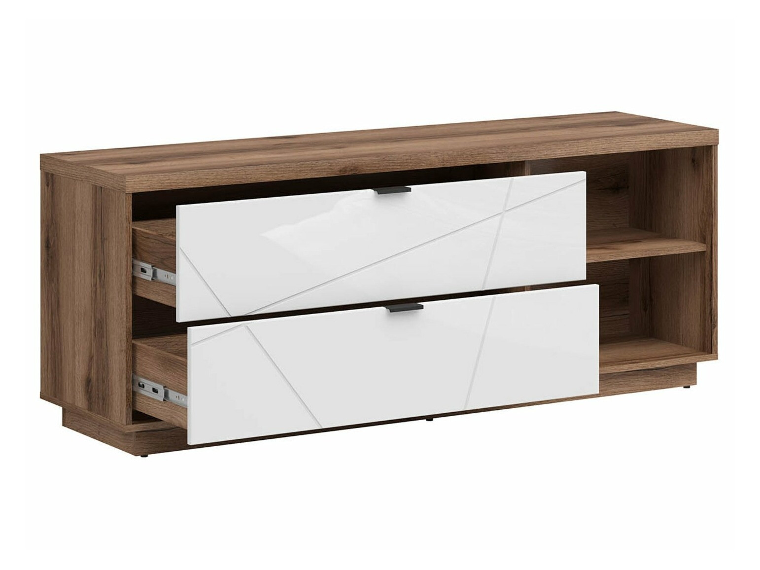 TV galds Fivale 104 (Tumšs delano ozols + Glancēts balts)