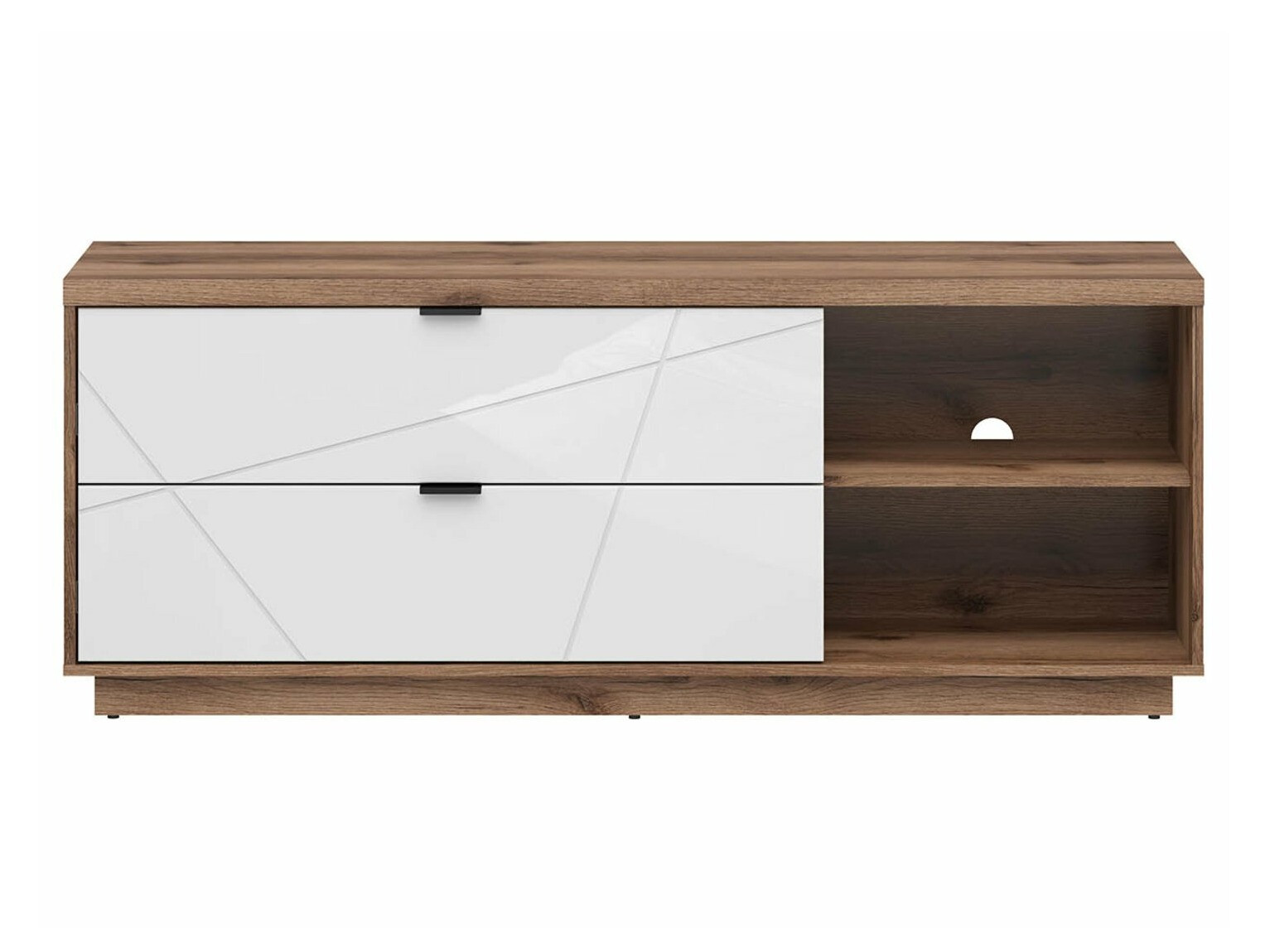 TV galds Fivale 104 (Tumšs delano ozols + Glancēts balts)