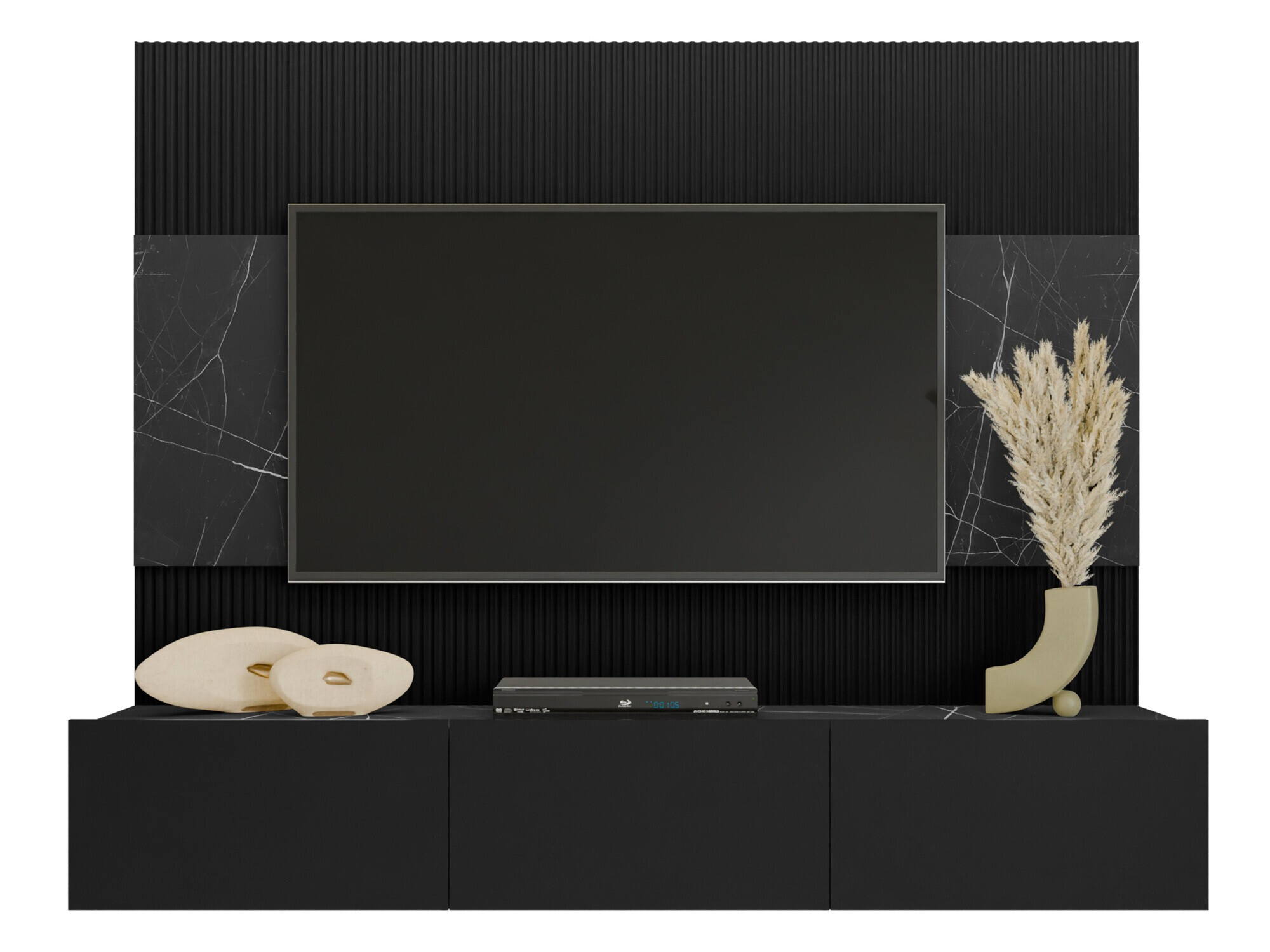 Viesistabas komplekts Comfivo 370 (Melns + Melnais marmors)