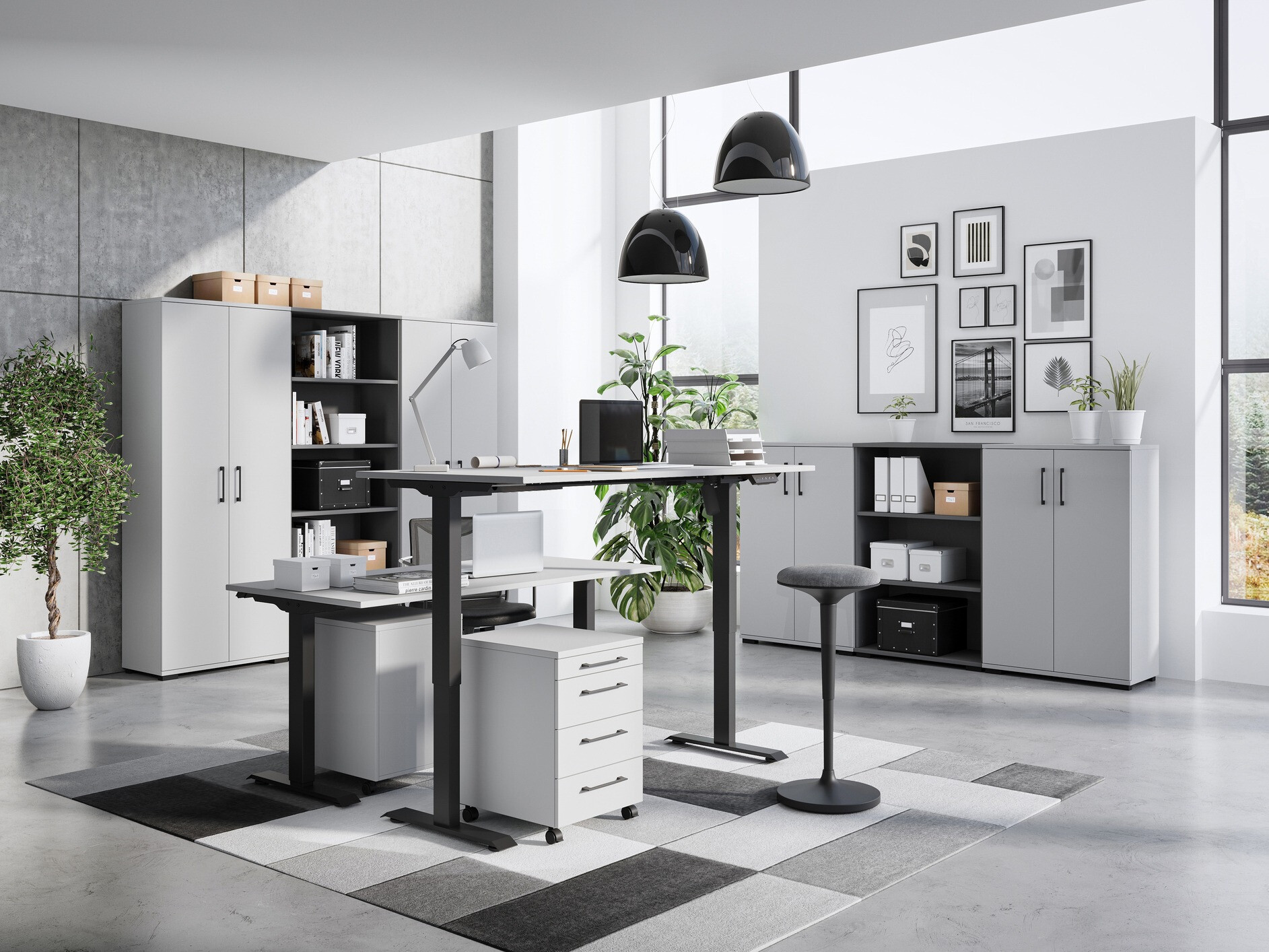 Письменный cтол Lartesi 106 (Светло-серый + Чёрный)