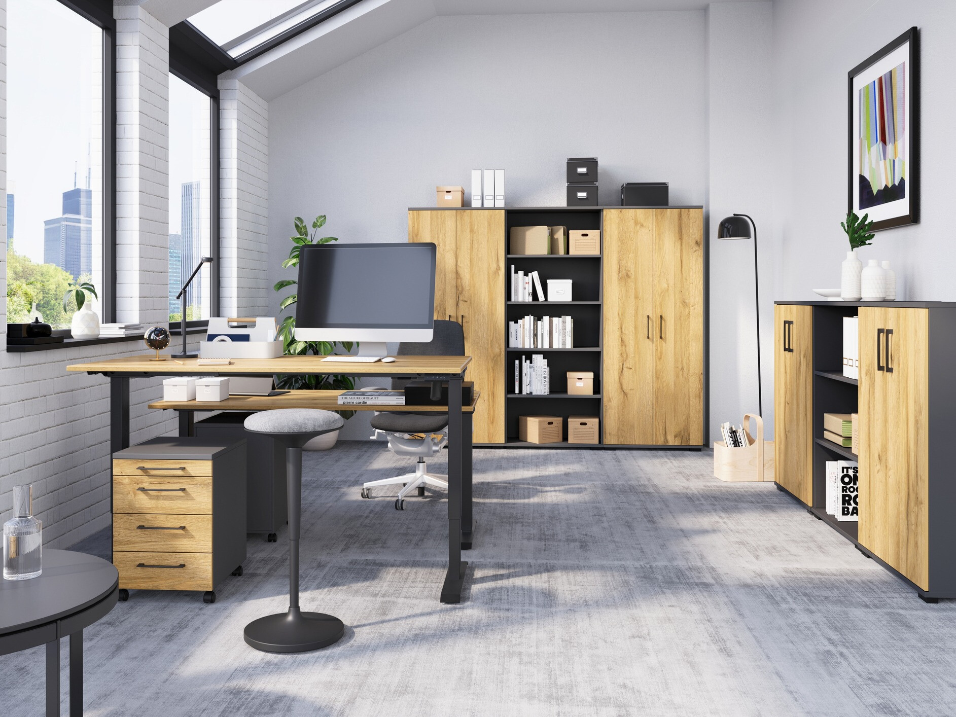 Rakstāmgalds ar regulējamu augstumu Lartesi 115 (Grandson ozols + Melns)