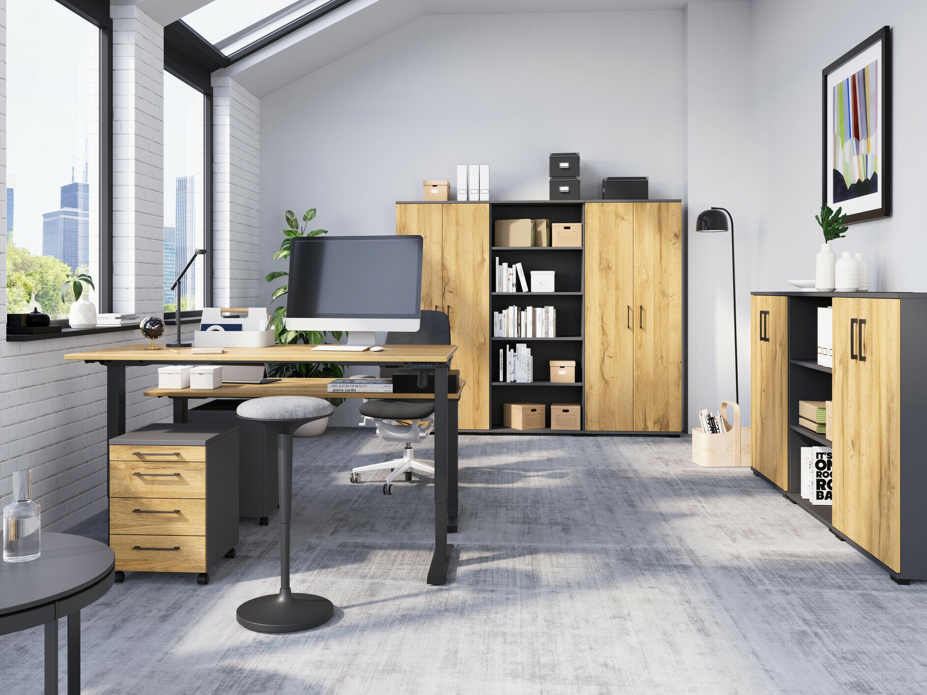 Rakstāmgalds ar regulējamu augstumu Lartesi 116 (Grandson ozols + Melns)